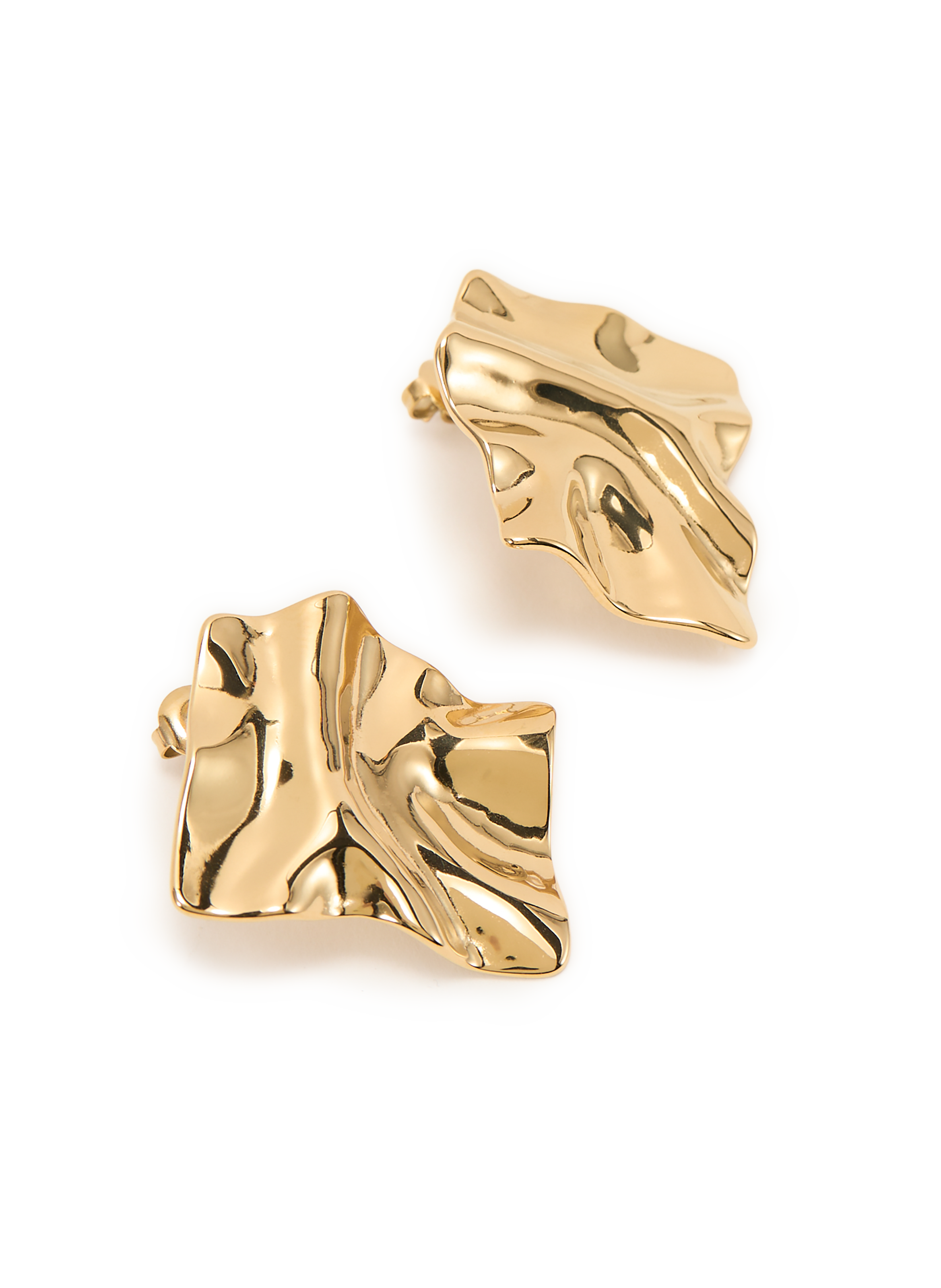 Boucles d'oreille plaque ondulée AU PRINTEMPS PARIS Doré