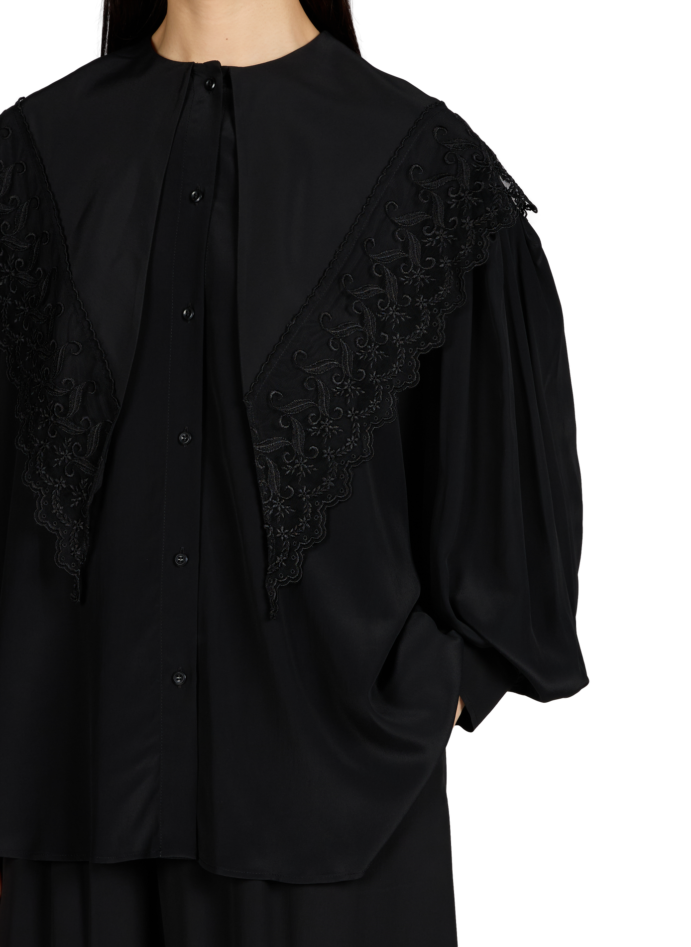 Flowy Shirt with Embroidery SIMONE ROCHA Black