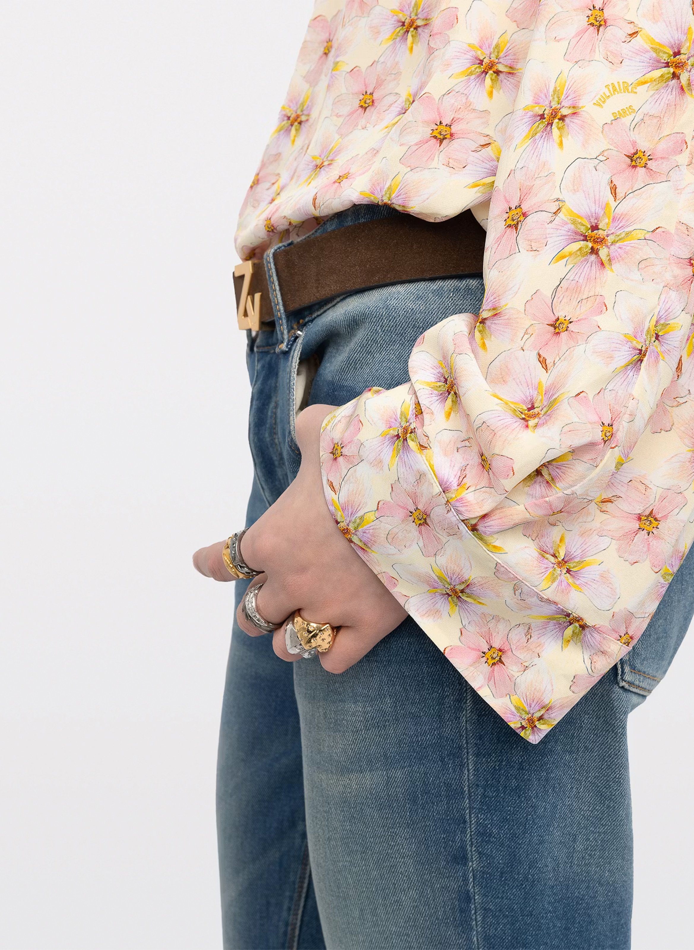 Blouse col tunisien à imprimé fleuri torny ZADIG&VOLTAIRE Jaune