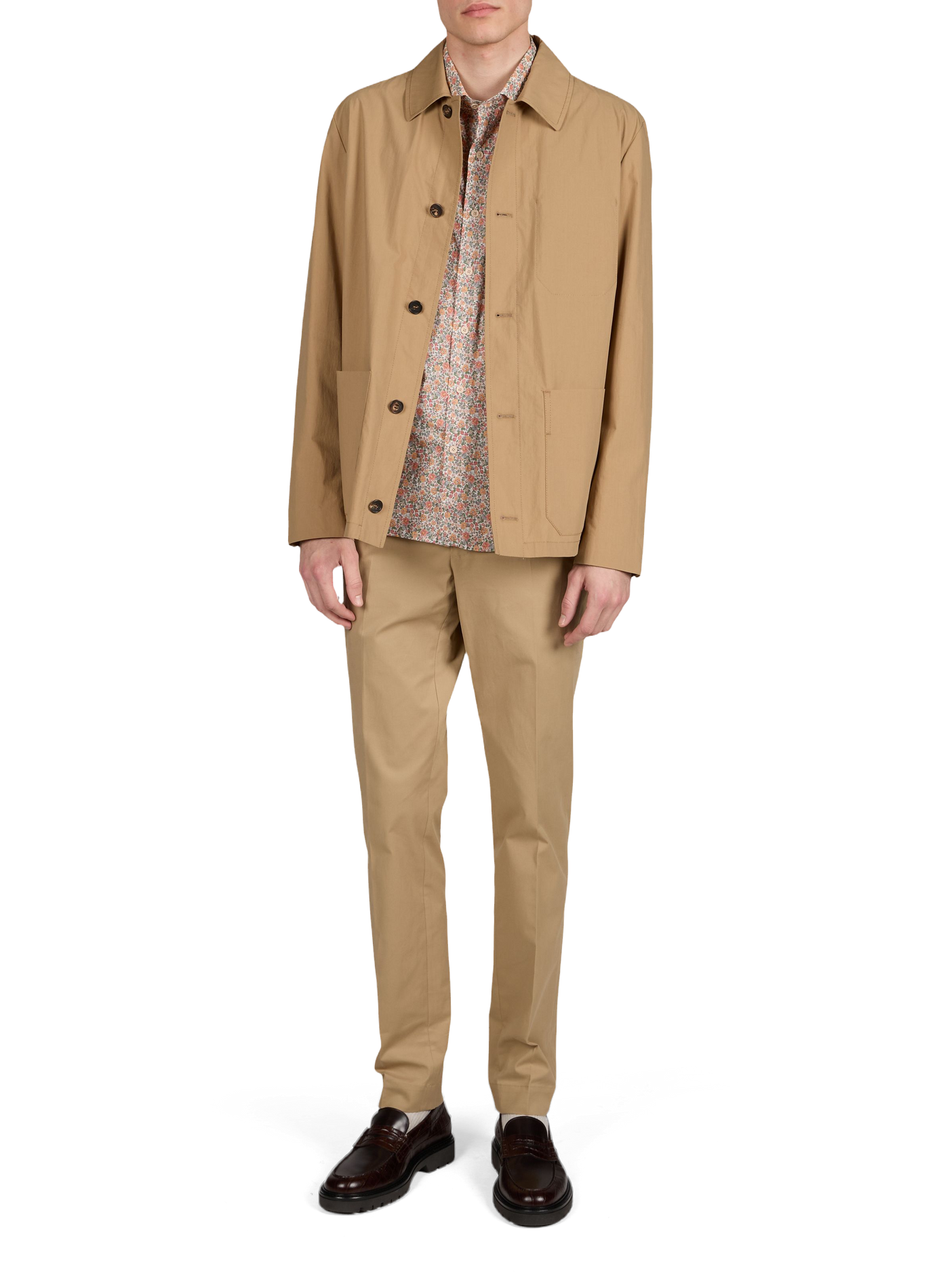 Solid overshirt with classic collar in blended cotton SLOWEAR Beige