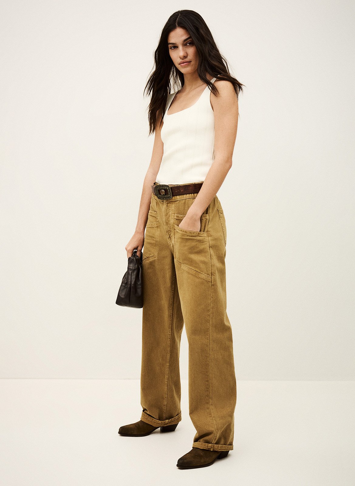 Débardeur col carré uni chila BA&SH Beige