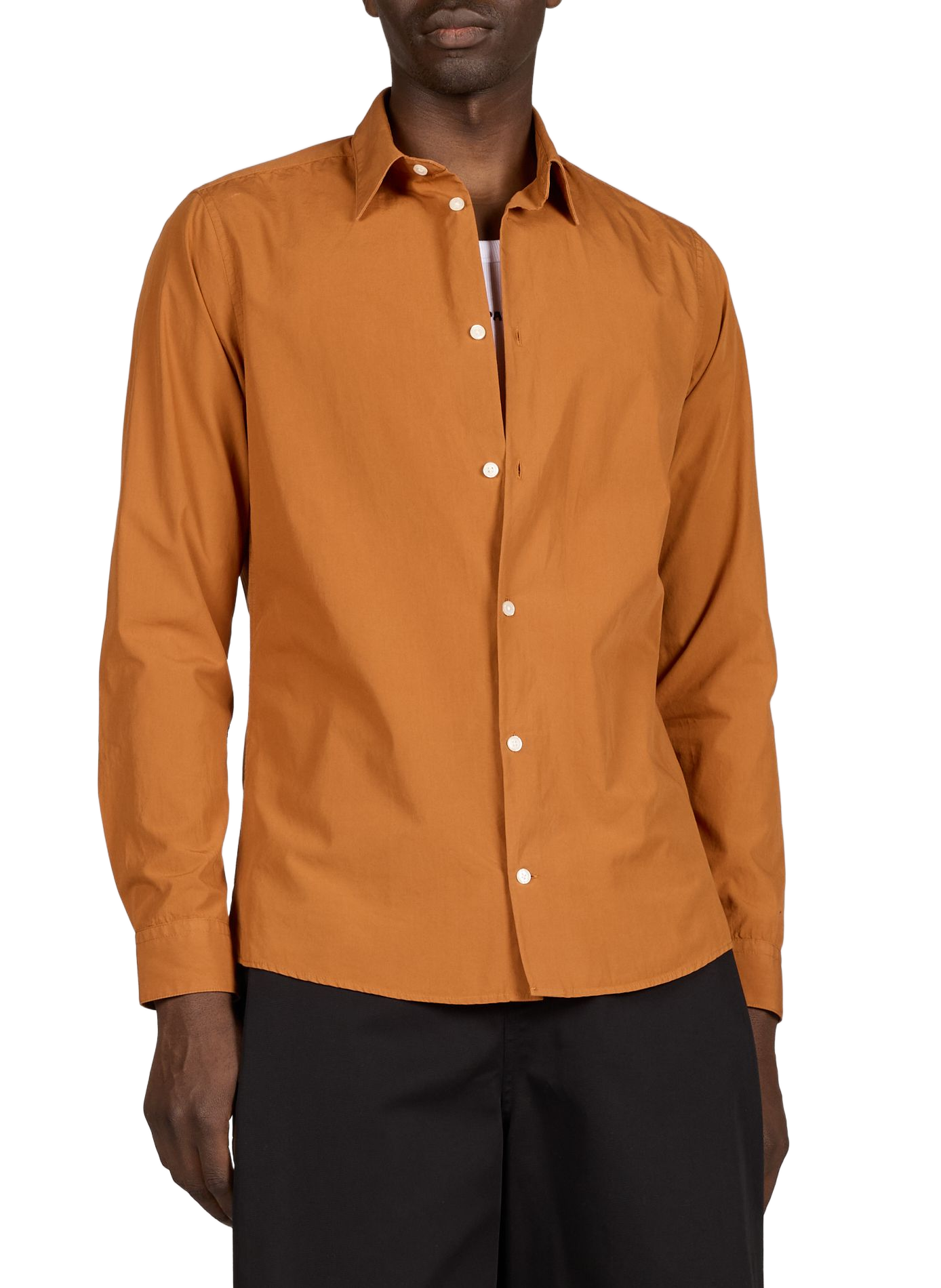 Camisa recta con cuello clásico de algodón AU PRINTEMPS PARIS Amarillo