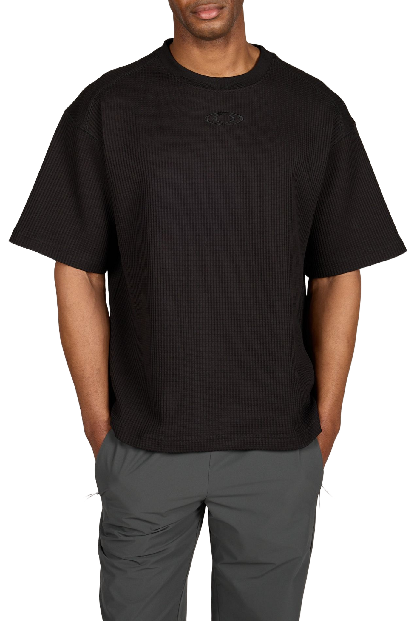 T-shirt ample en maille gaufrée RAINS Noir