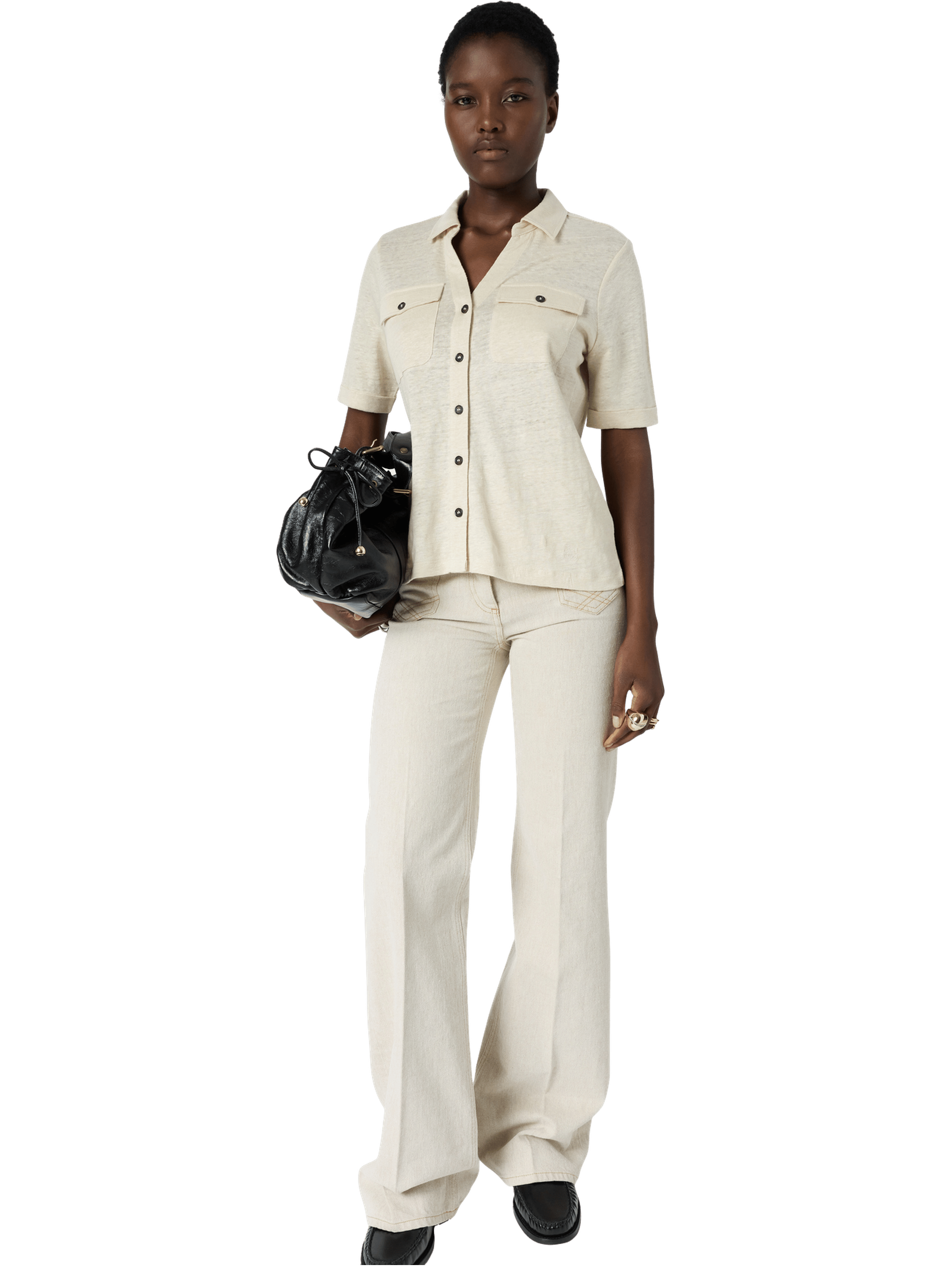 Polo boutonné en lin - moana GERARD DAREL Beige
