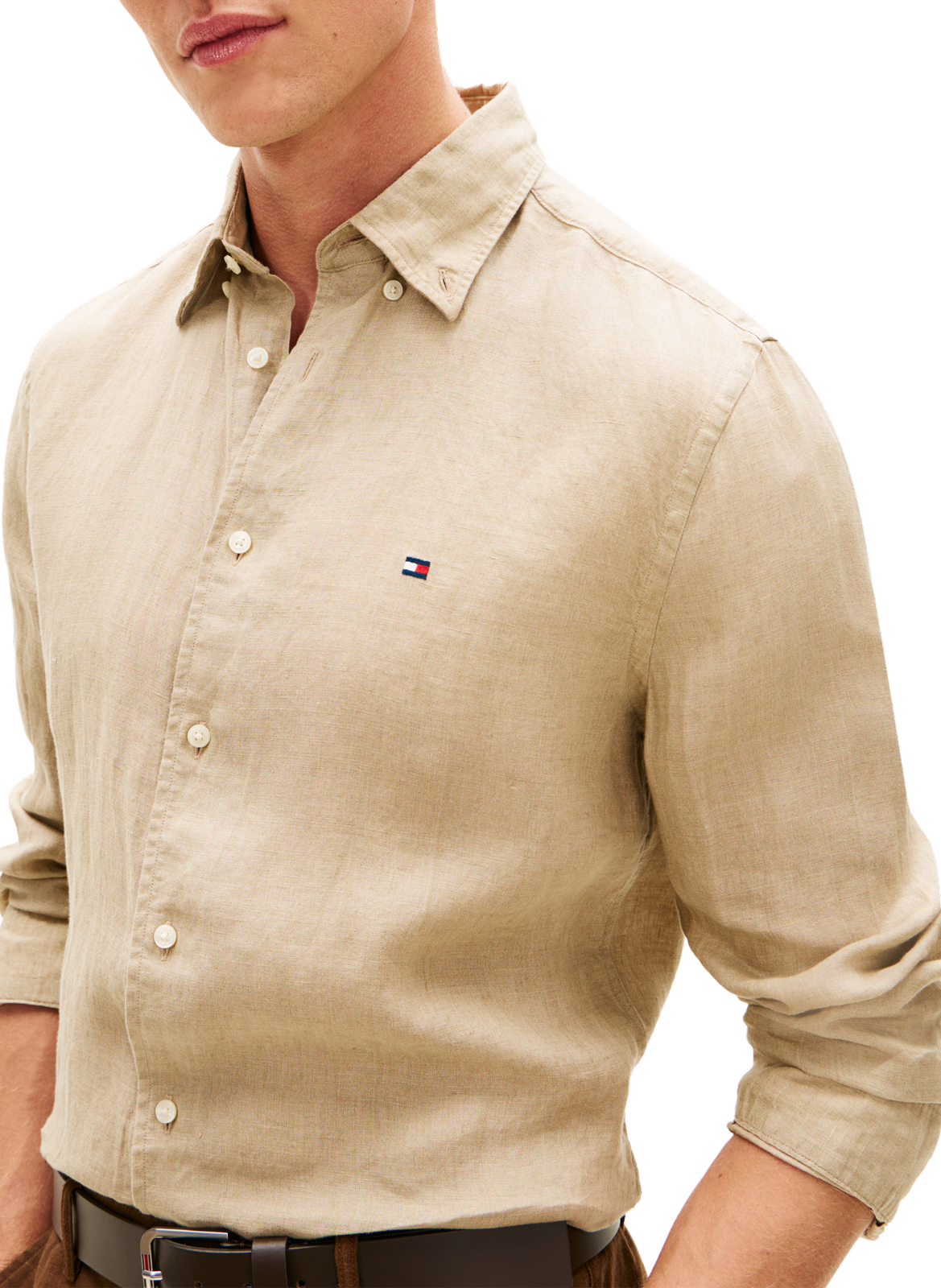 Chemise droite en lin TOMMY HILFIGER Beige