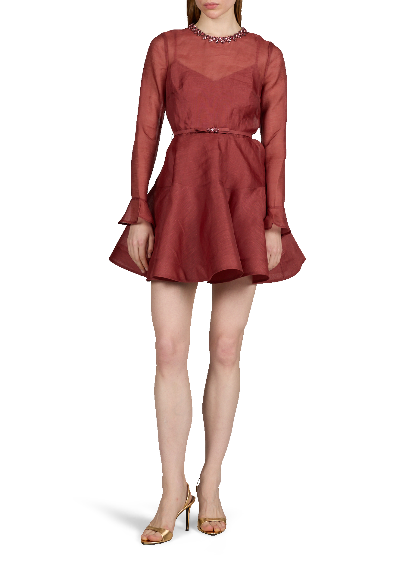Mini robe péplum Alchemy en lin et soie  ZIMMERMANN Rouge