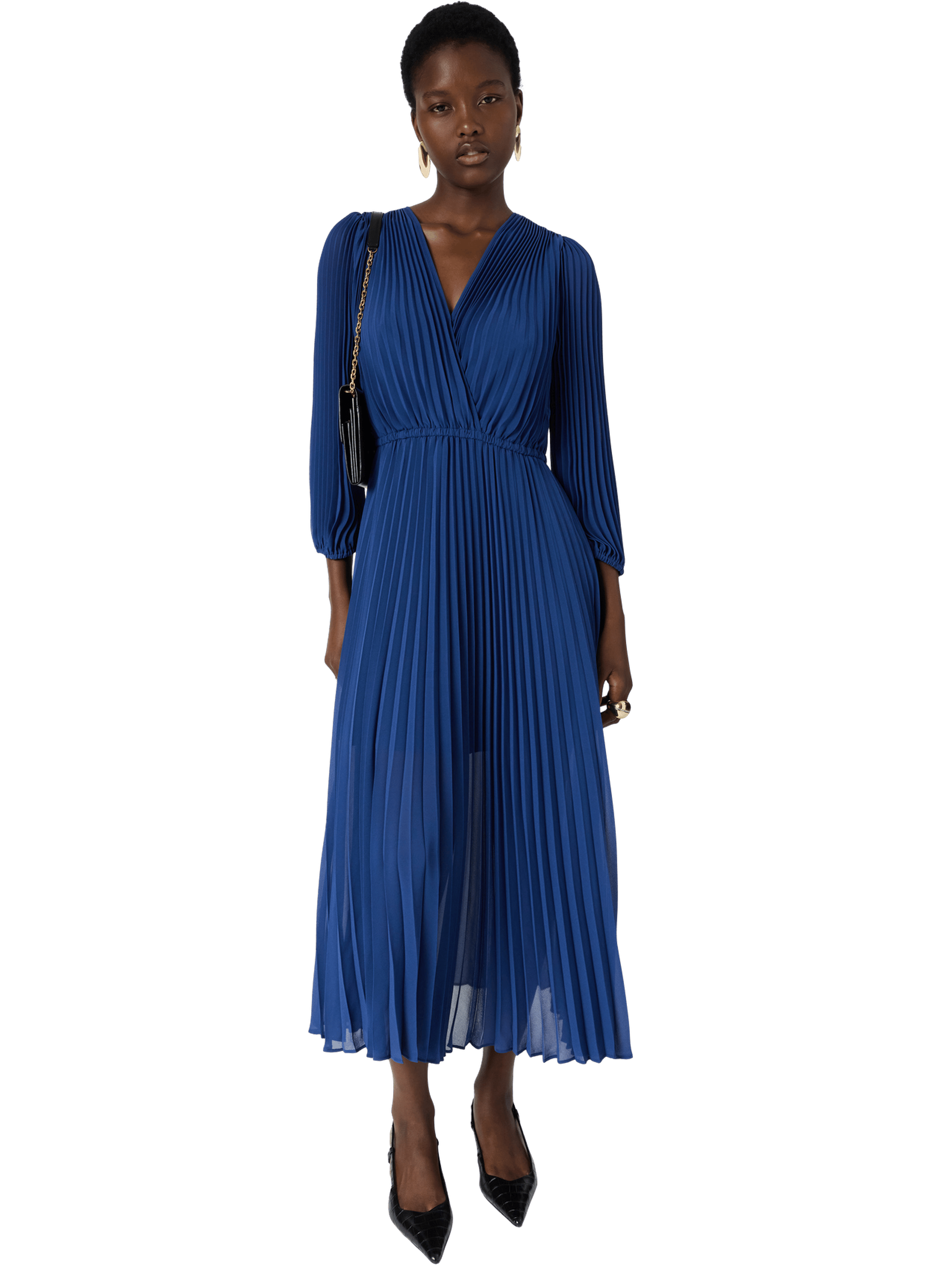 Robe longue plissée - rayna  Electrique