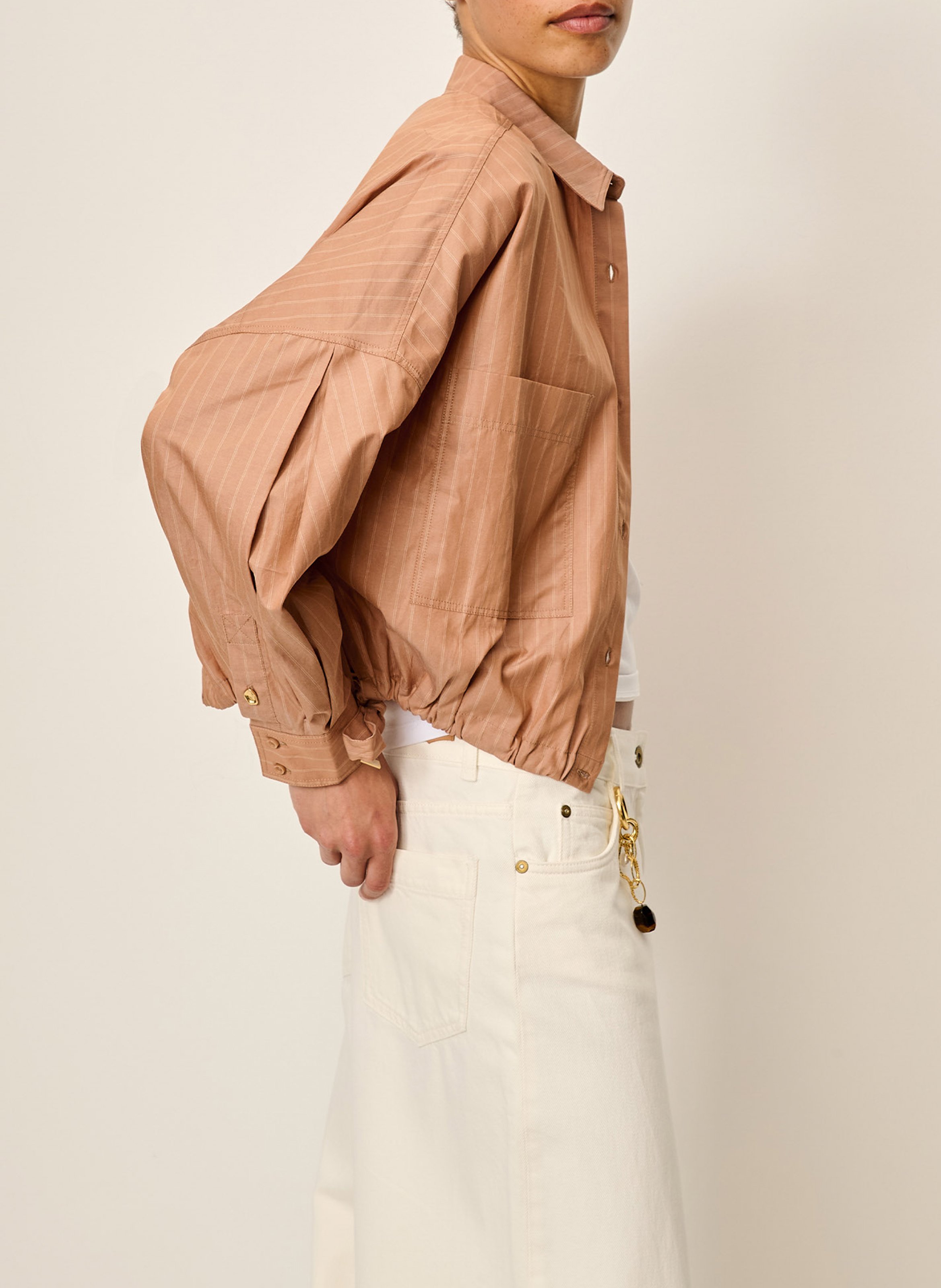 Chemise col classique en coton mélangé cazaba SESSUN Beige