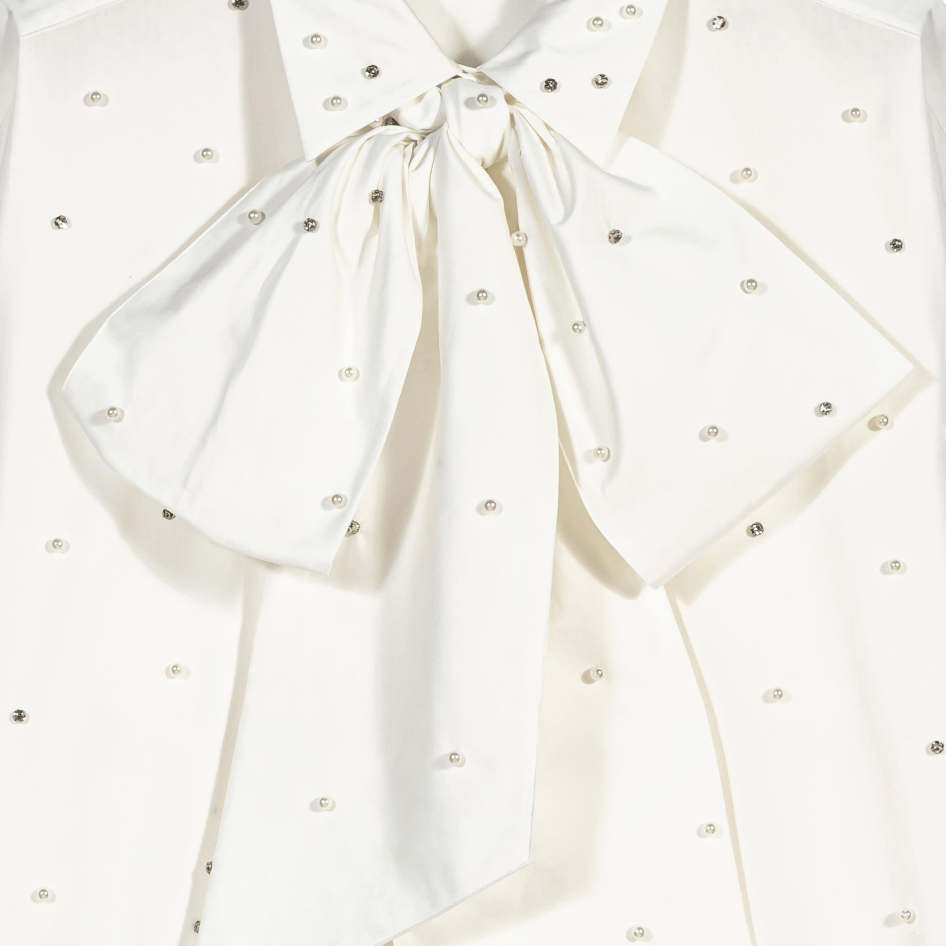 Chemise col lavallière à strass et perles MAJE Blanc