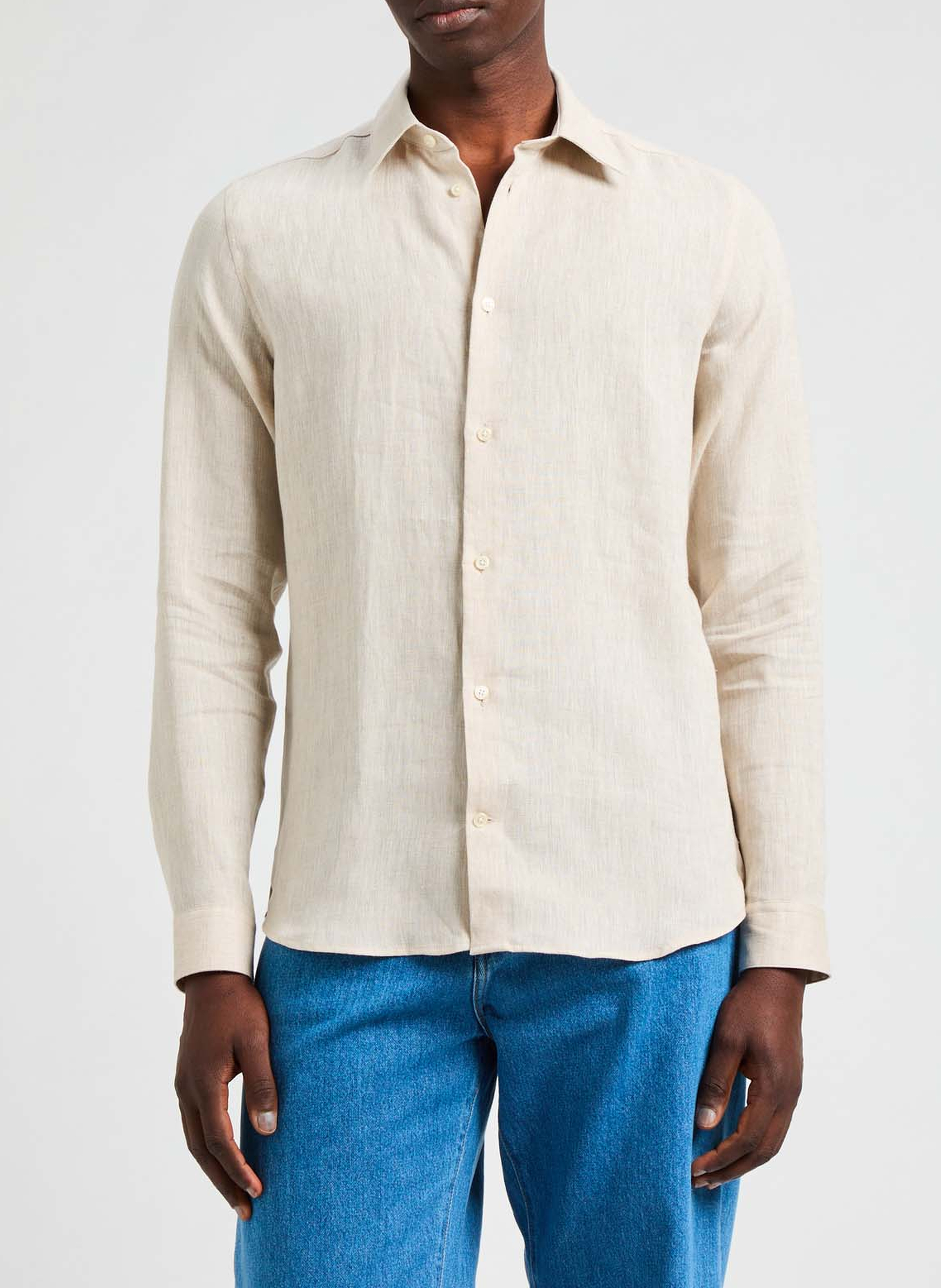 Chemise slim Flin-S en lin  AU PRINTEMPS PARIS Beige
