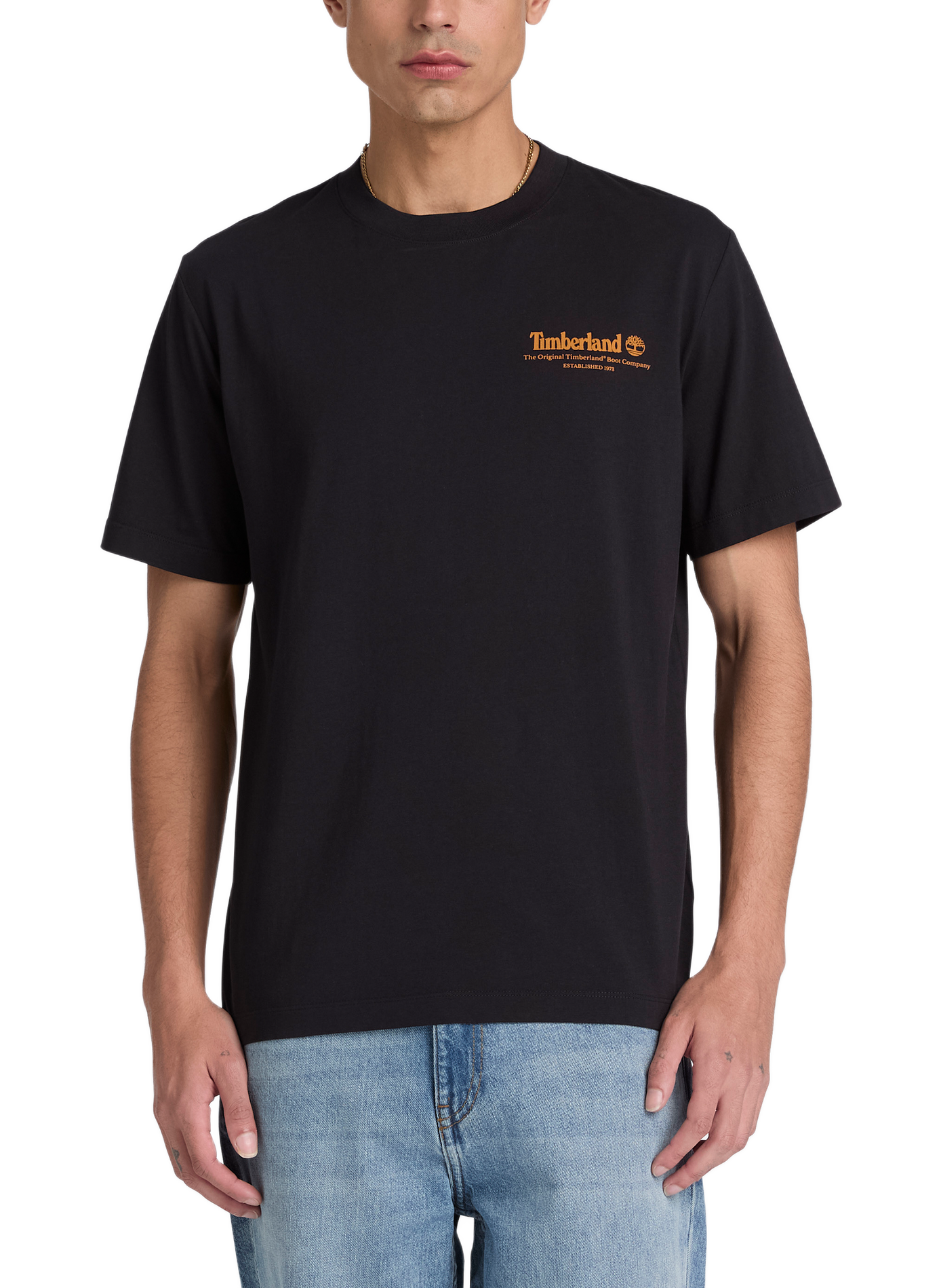 Bedrucktes gerades Baumwoll-T-Shirt TIMBERLAND Schwarz