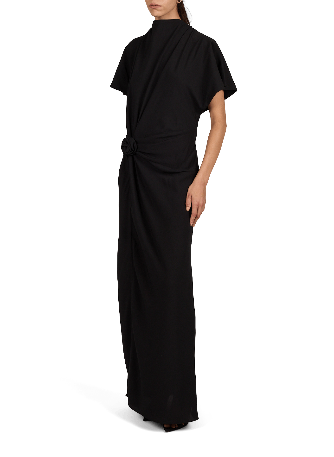 Robe longue drapée avec fente ROTATE Noir