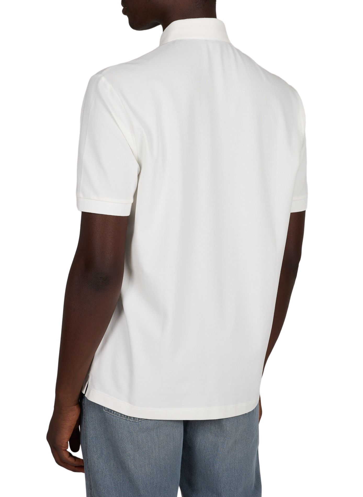 Straight polo shirt with embroidered logo in blended cotton. ARMANI EXCHANGE White