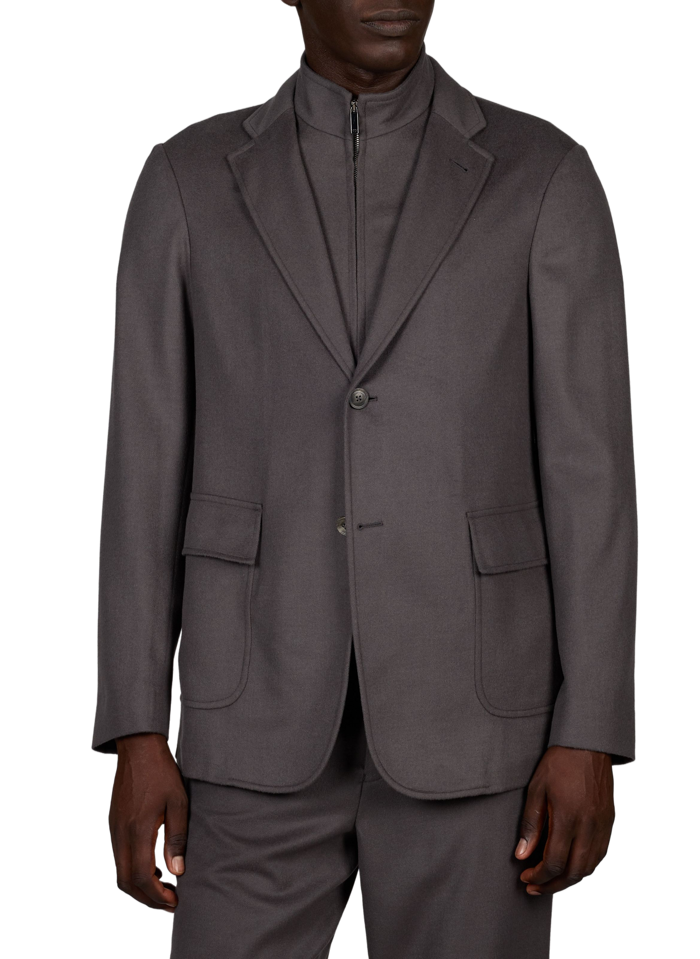 Straight lightweight wool and cashmere jacket EMPORIO ARMANI Grey
