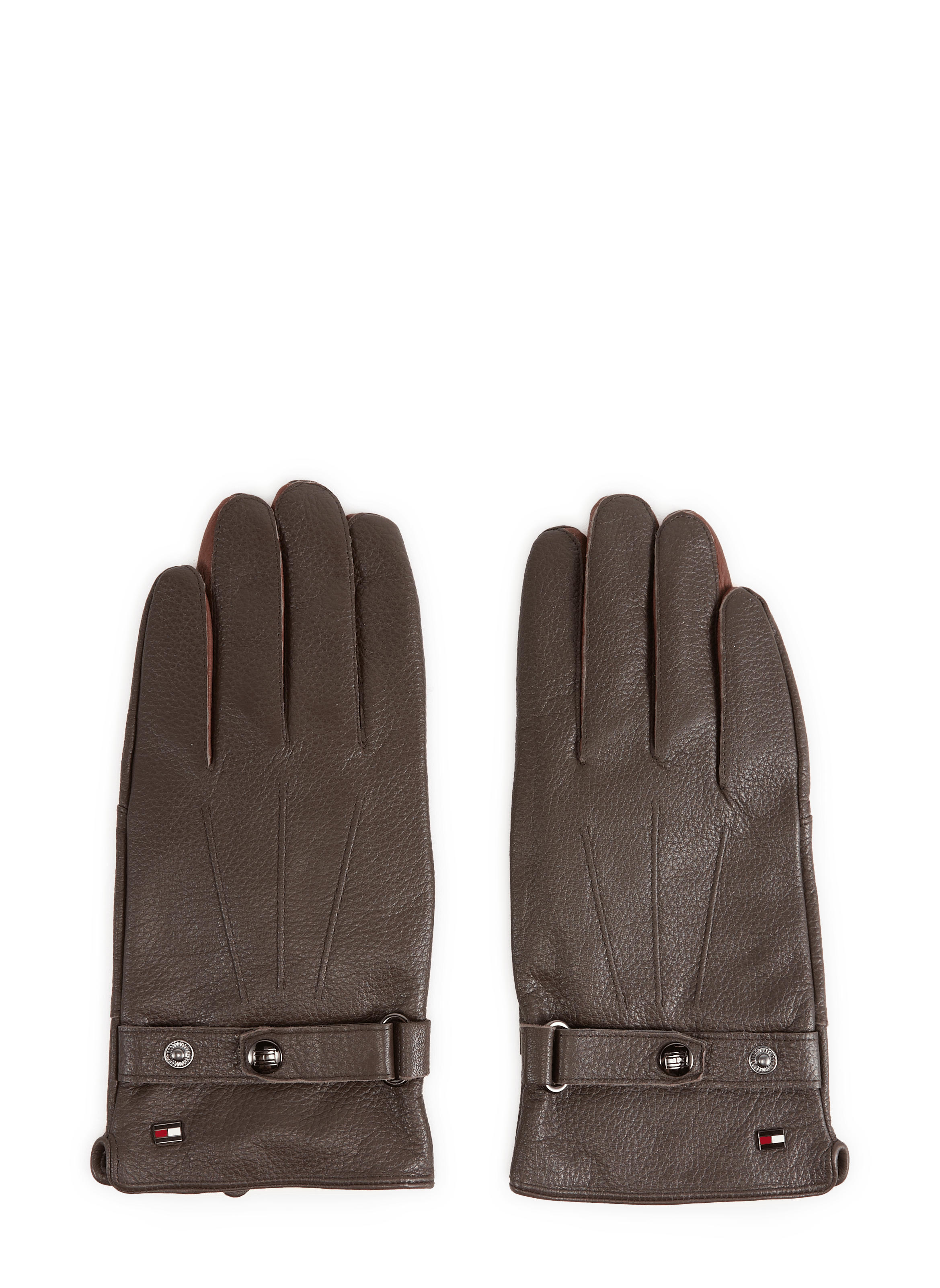 Goat leather solid color gloves TOMMY HILFIGER Brown