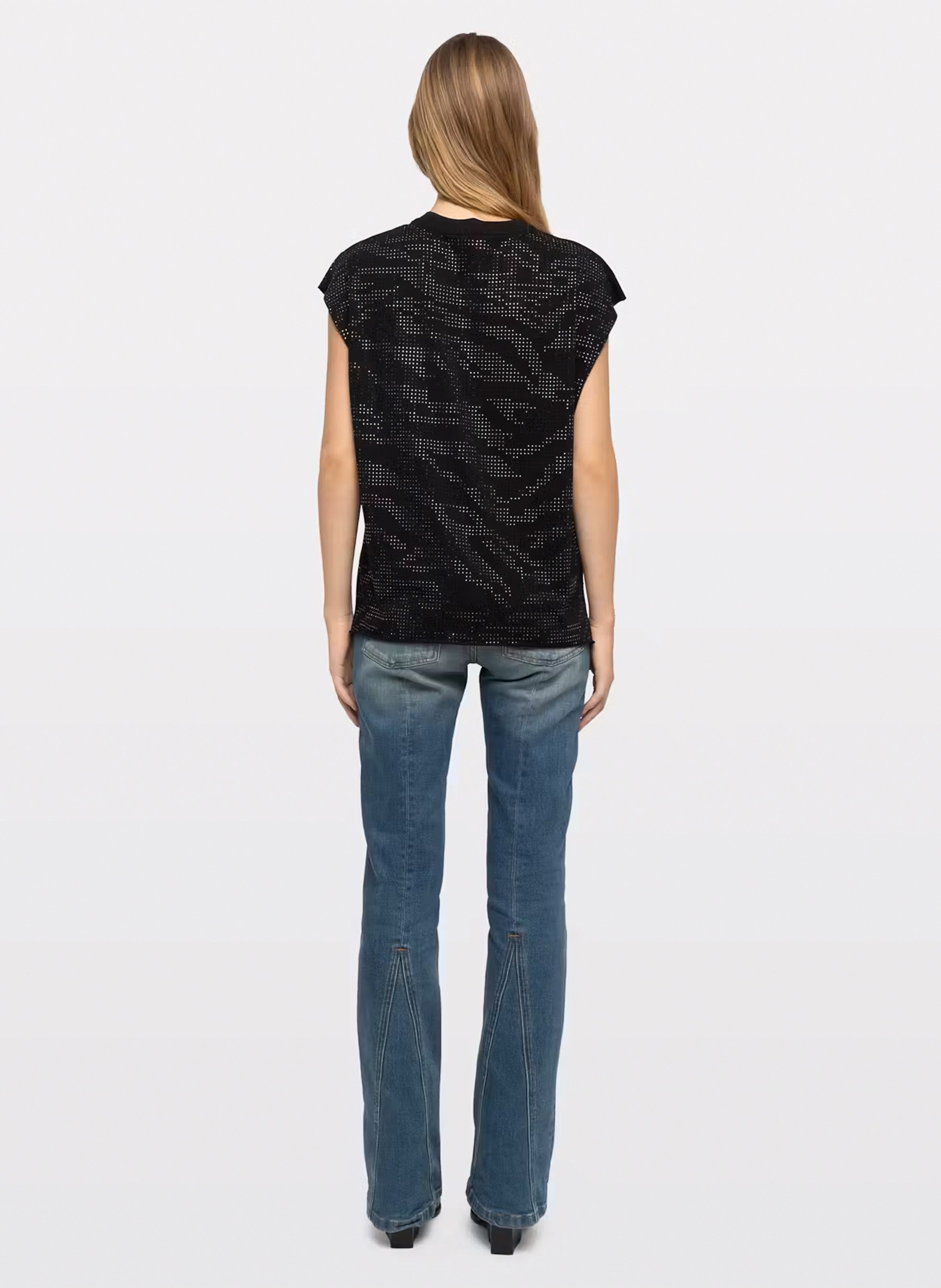 T-shirt met strass en dierenprint Cloe ZADIG&VOLTAIRE Zwart