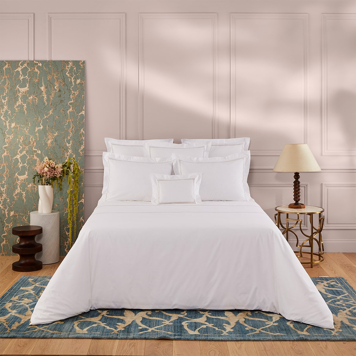 Drap plat en percale de coton, duo YVES DELORME Gris