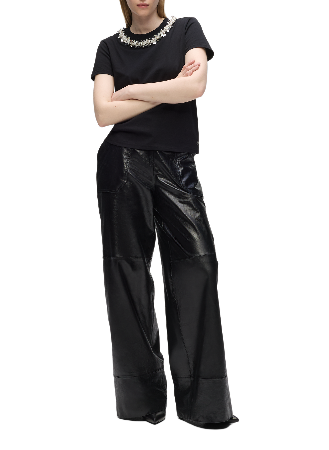 Short-sleeved T-shirt with jewellery embellishments KARL LAGERFELD Black