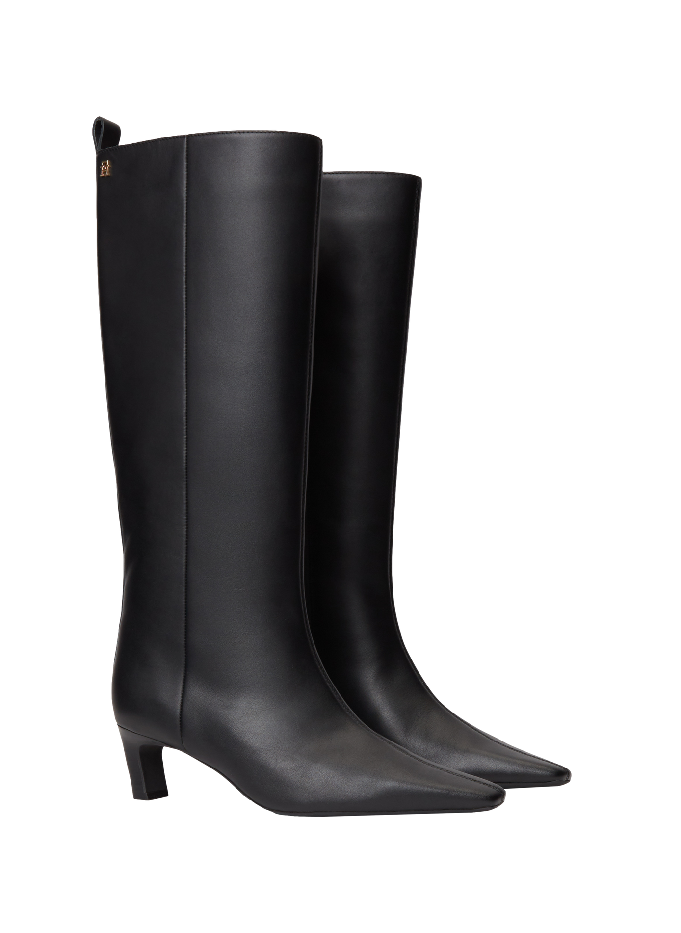 High boots with a low leather heel TOMMY HILFIGER Black