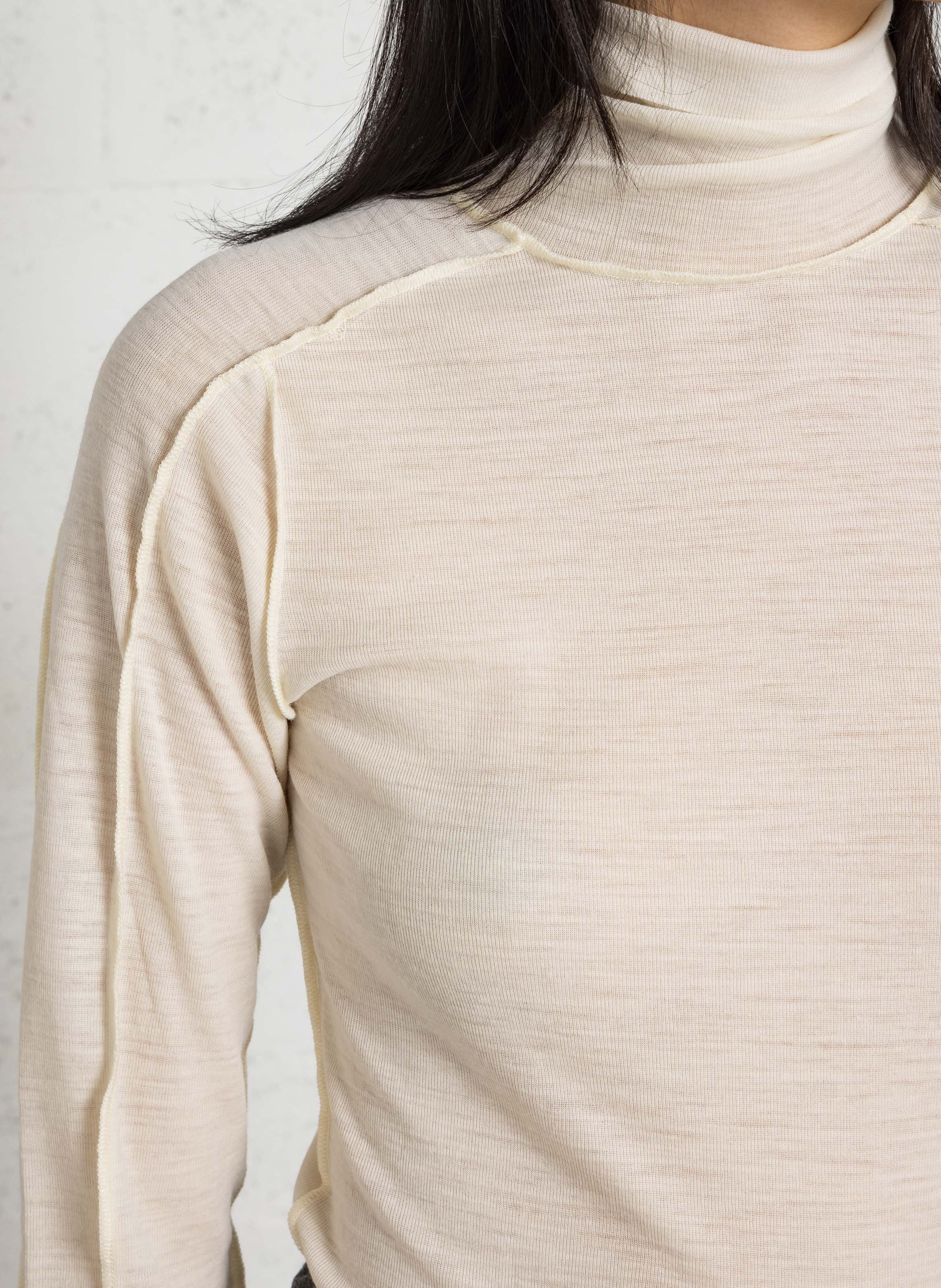 Tee-shirt col montant en laine lois SOEUR Beige