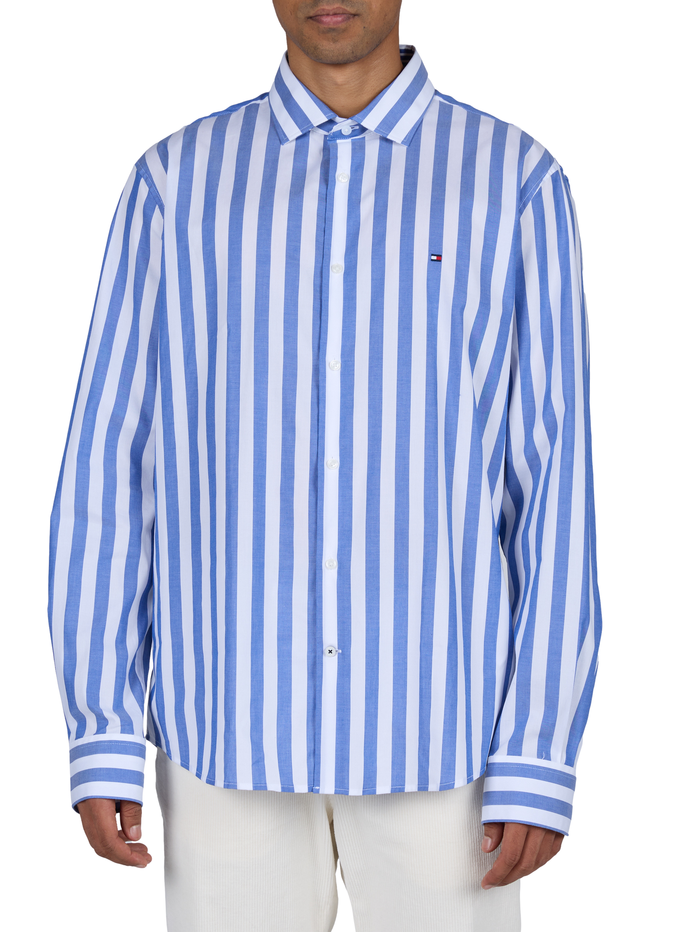 Gestreiftes Slim-Fit Hemd aus Baumwollmischung TOMMY HILFIGER Blau