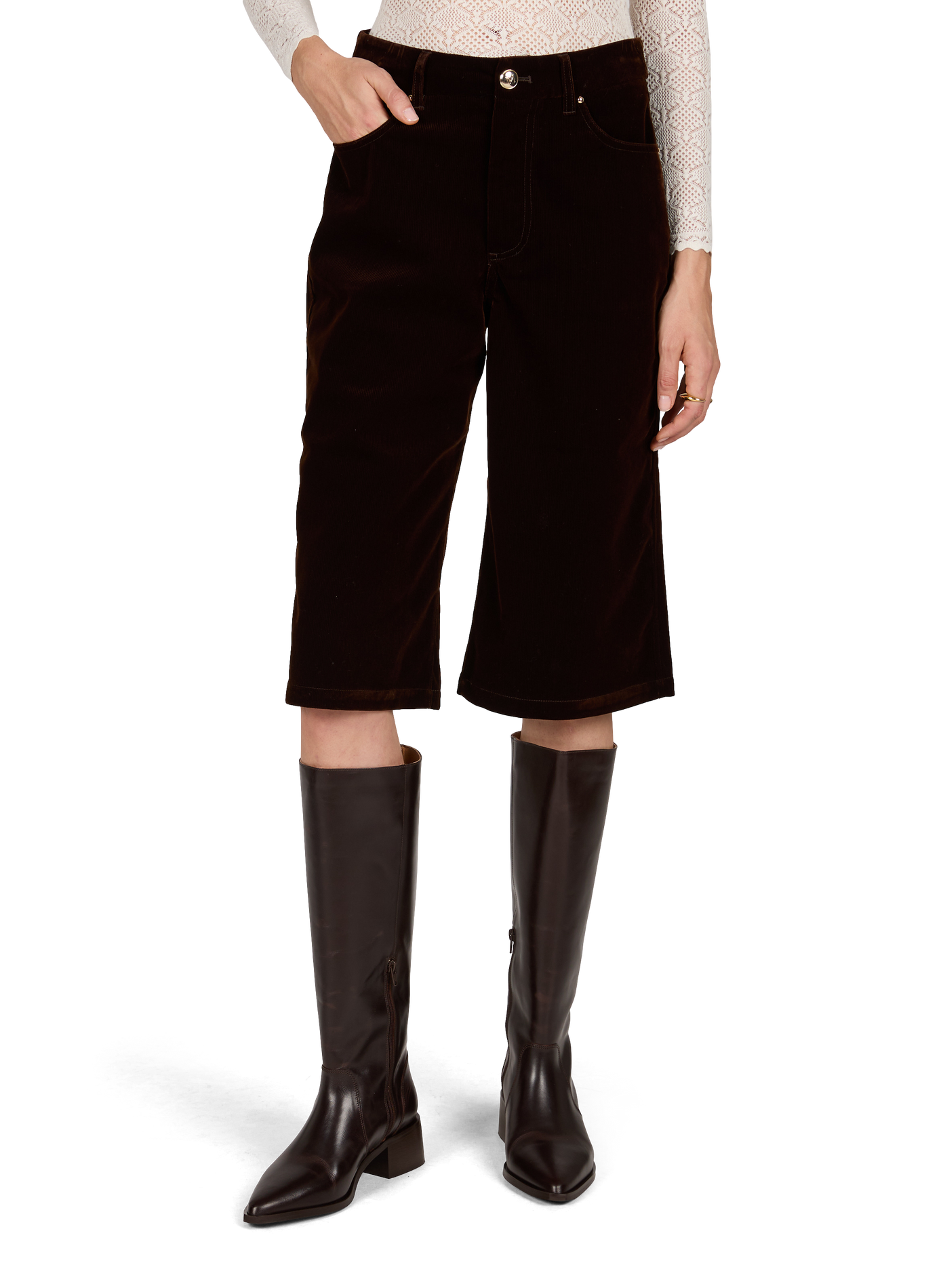 Corduroy Look Bermuda Shorts PETITE MENDIGOTE Brown