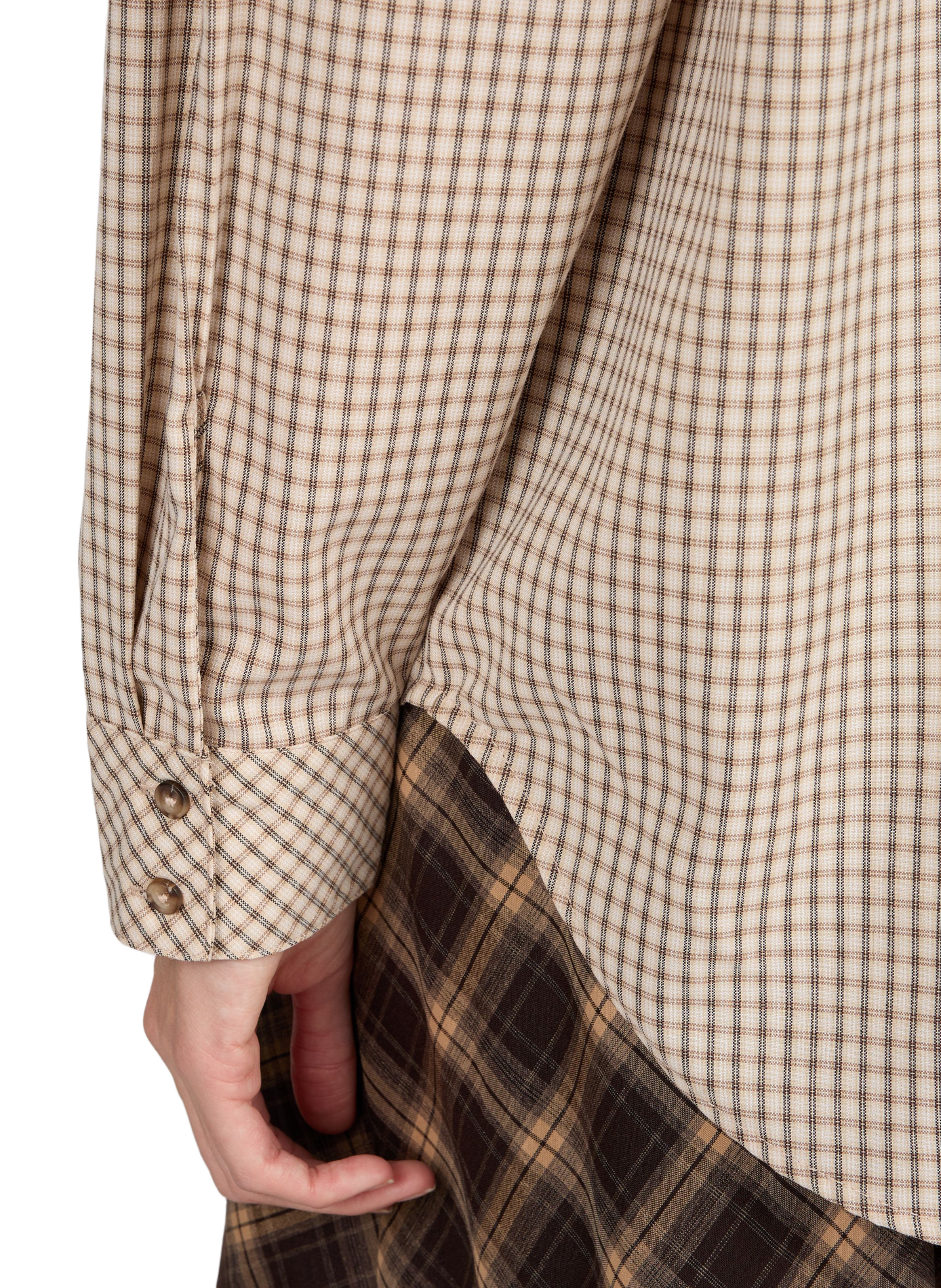 Chemise droite à carreaux  VILA Beige