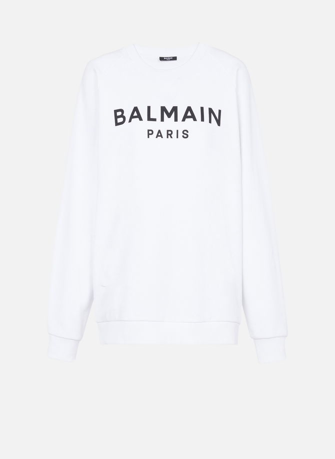 Sweat en coton avec logo imprimé BALMAIN