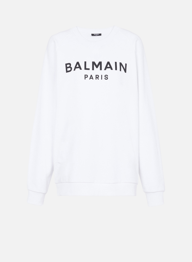 Sweat en coton avec logo imprimé BALMAIN
