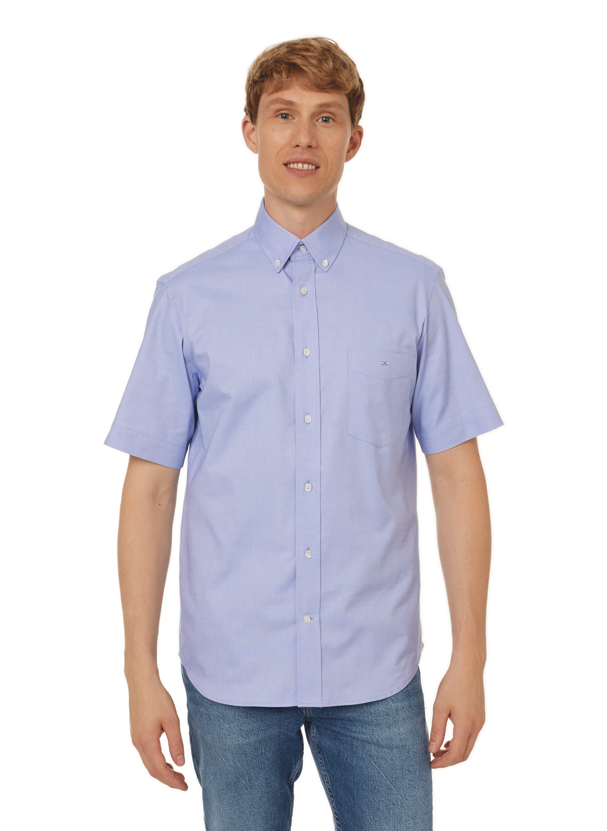 Chemise Homme Manches Courtes Été – Coupe Ajustée Décontractée Avec Applique Et Contraste Couleur – Taille XL – Respirante