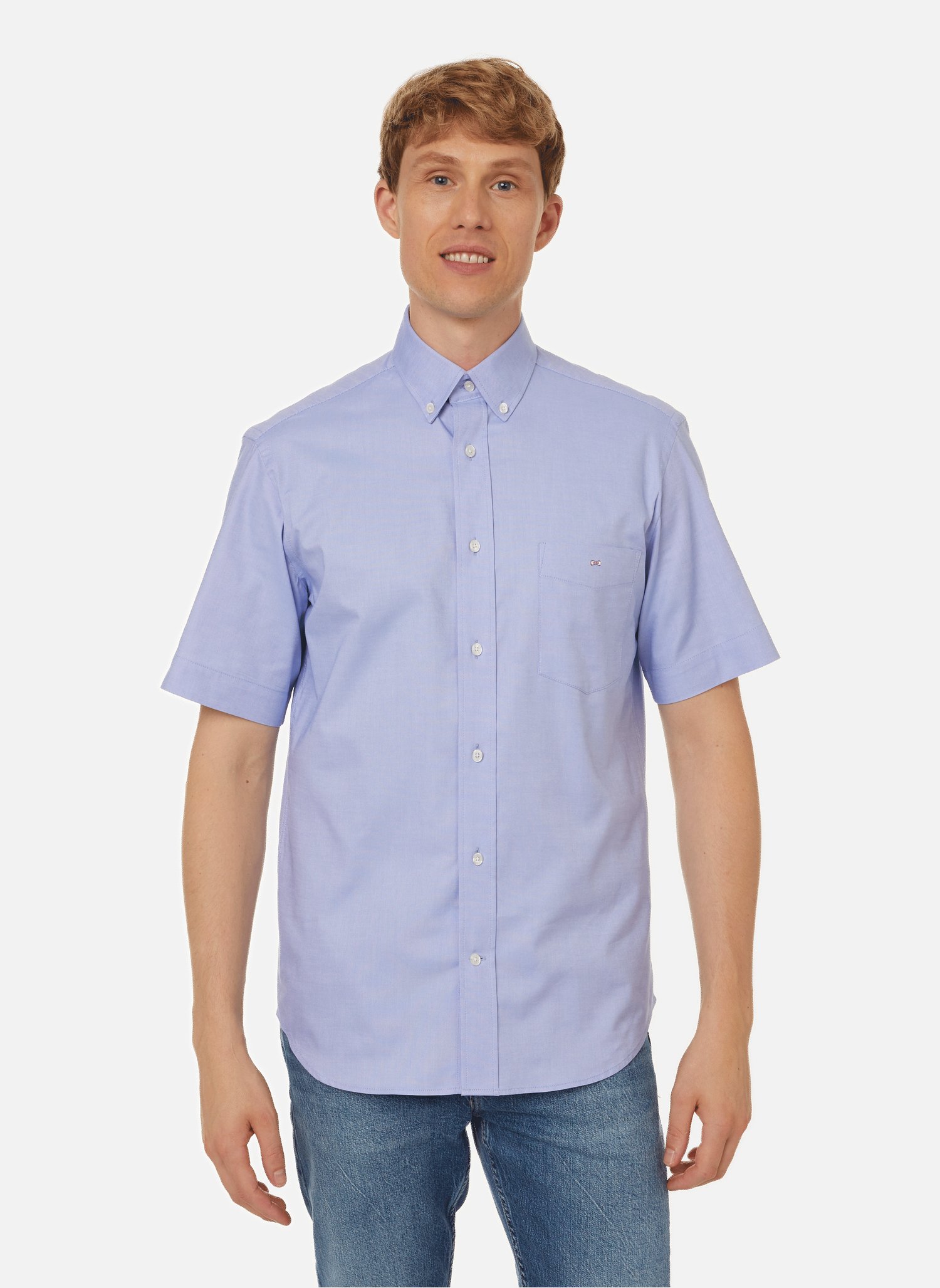Chemise Homme Manches Courtes Été – Coupe Ajustée Décontractée Avec Applique Et Contraste Couleur – Taille XL – Respirante
