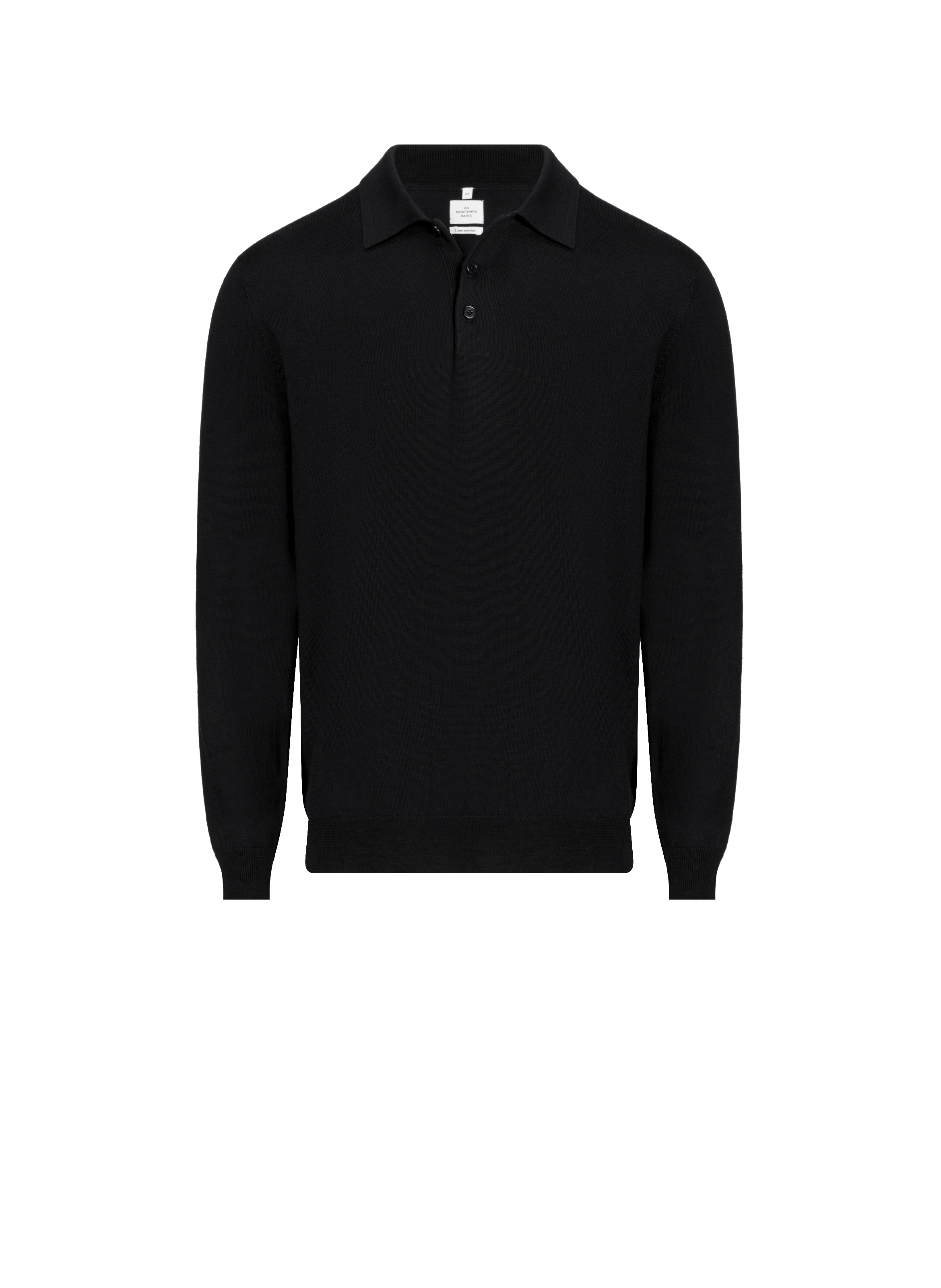 AU PRINTEMPS PARIS Polo manches longues en laine  Noir