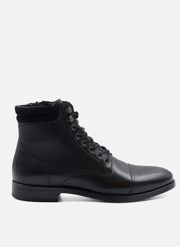Ranger boots à col cuir lisse Noir by JULES & JENN JULES & JENN Ranger boots à col cuir lisse Noir