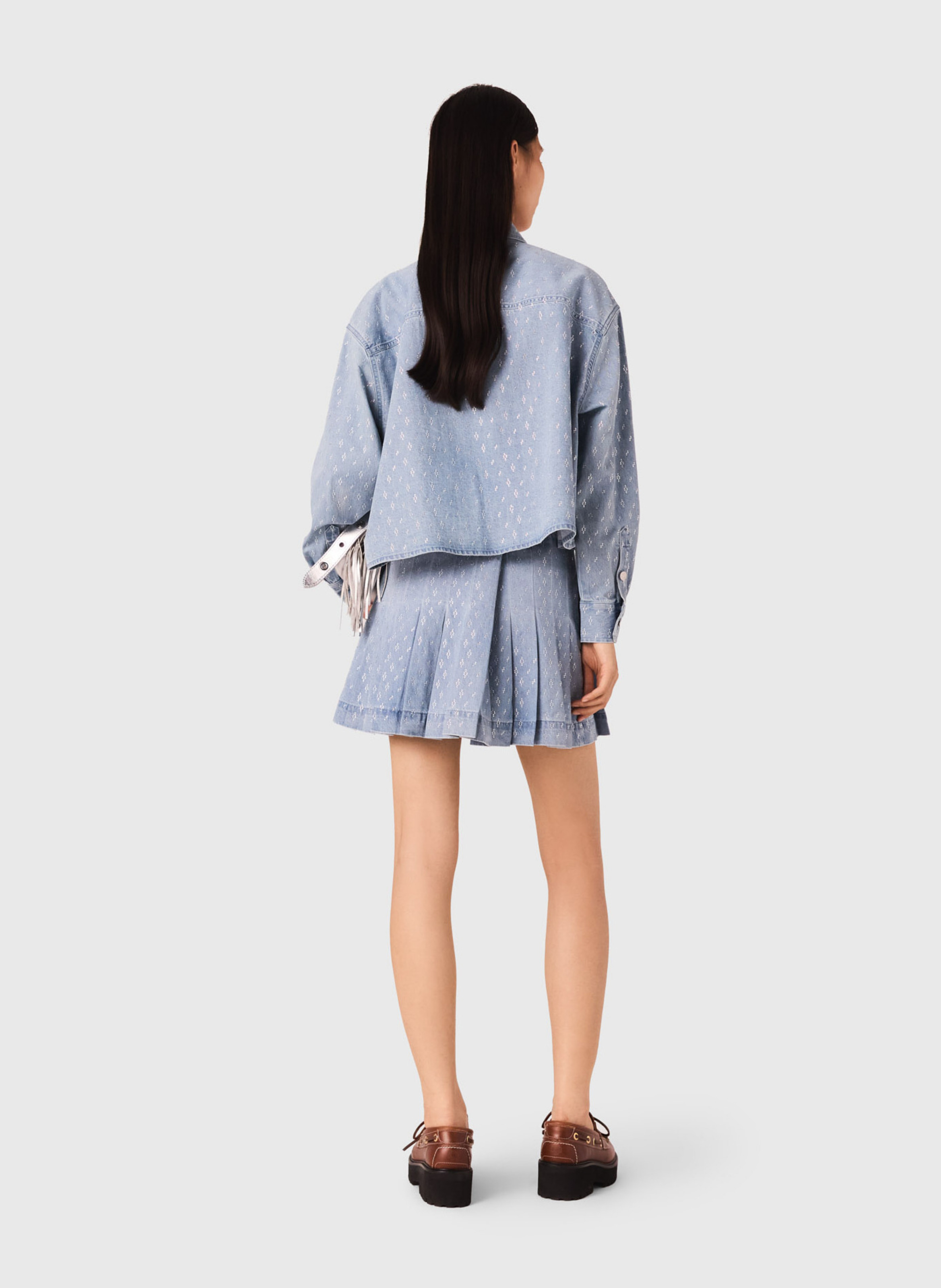 Chemise col classique en jean MAJE Bleu