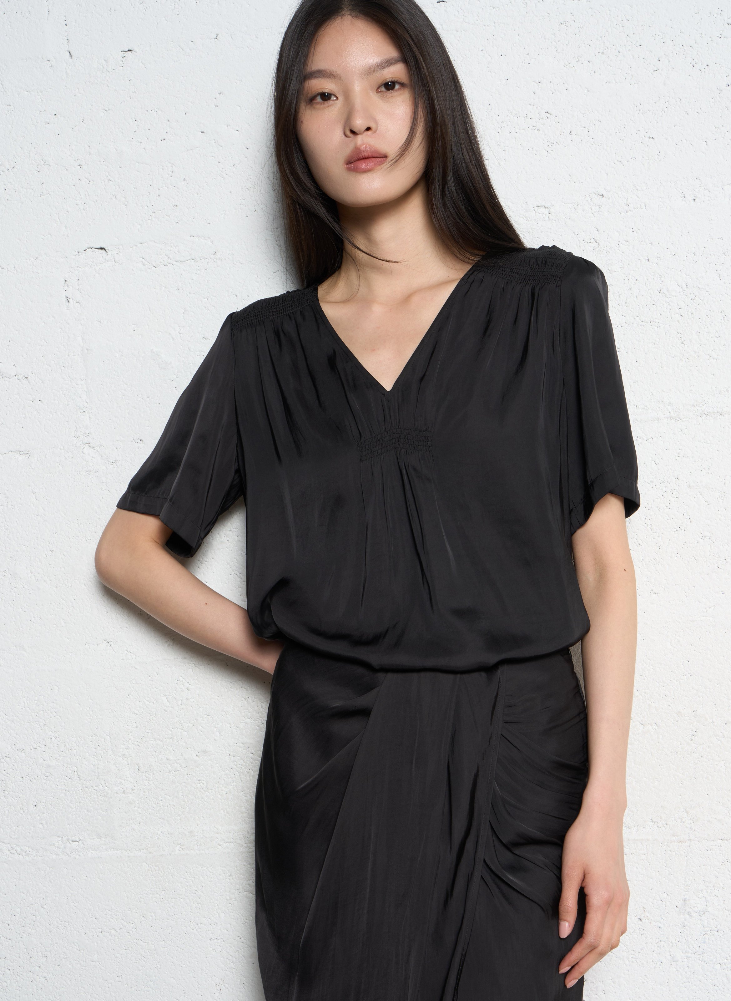 Top oversize satiné IKKS Noir