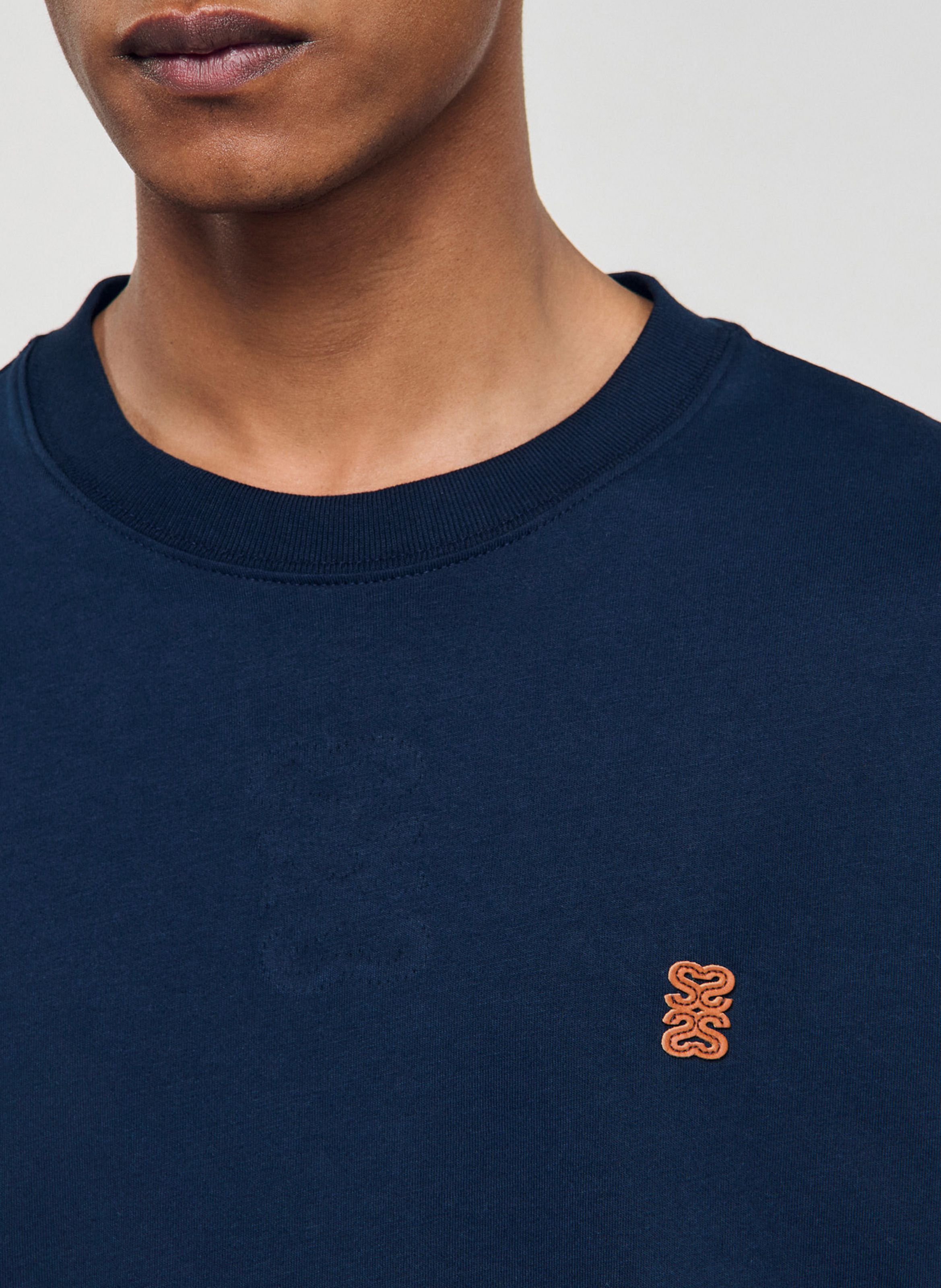 Tee-shirt col rond en coton SANDRO Bleu