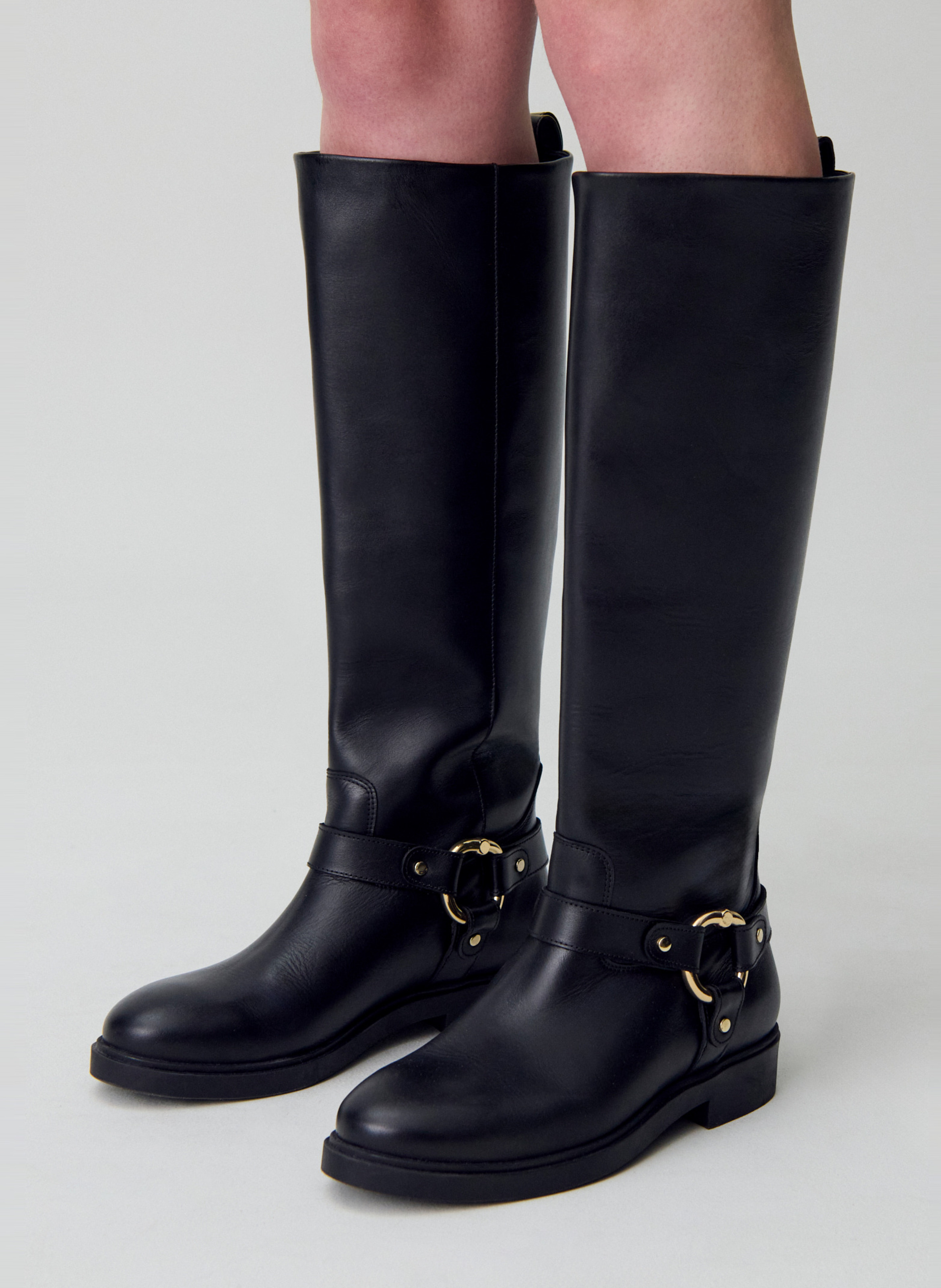 Bottes unies en cuir CLAUDIE PIERLOT Noir