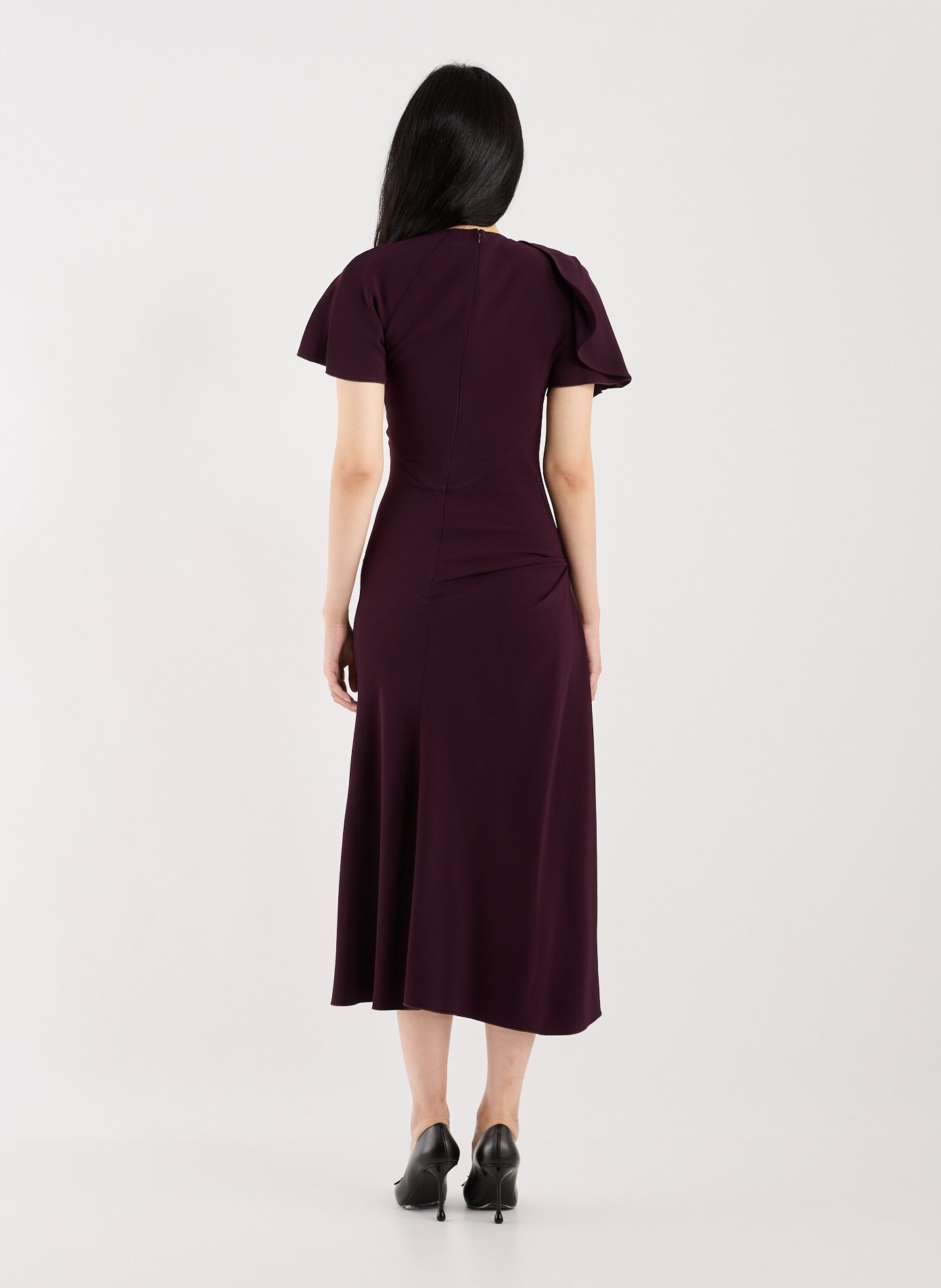 Robe longue effet drapé Rouge