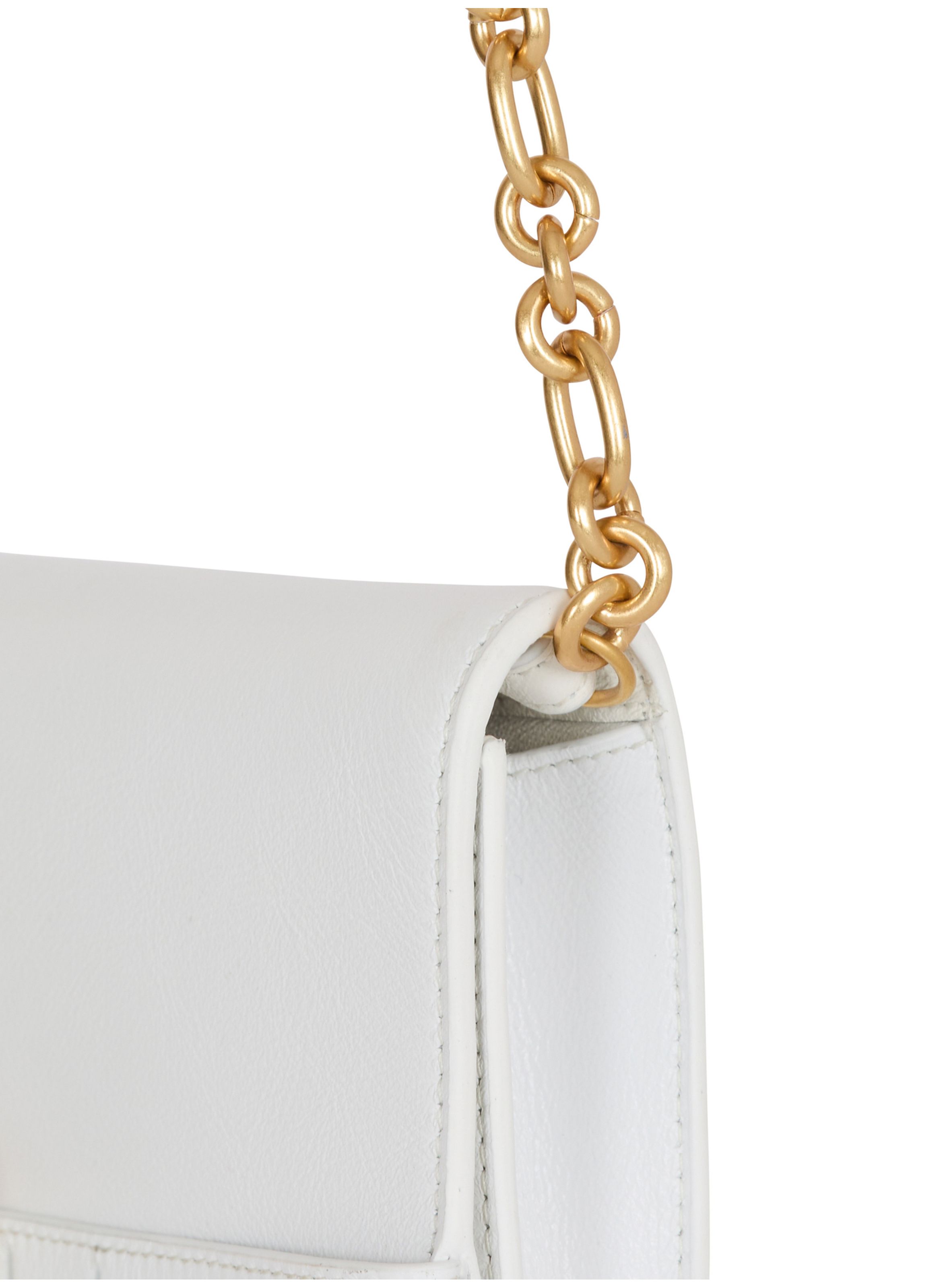 Portefeuille shuffle à chaîne en cuir de veau BALMAIN Blanc