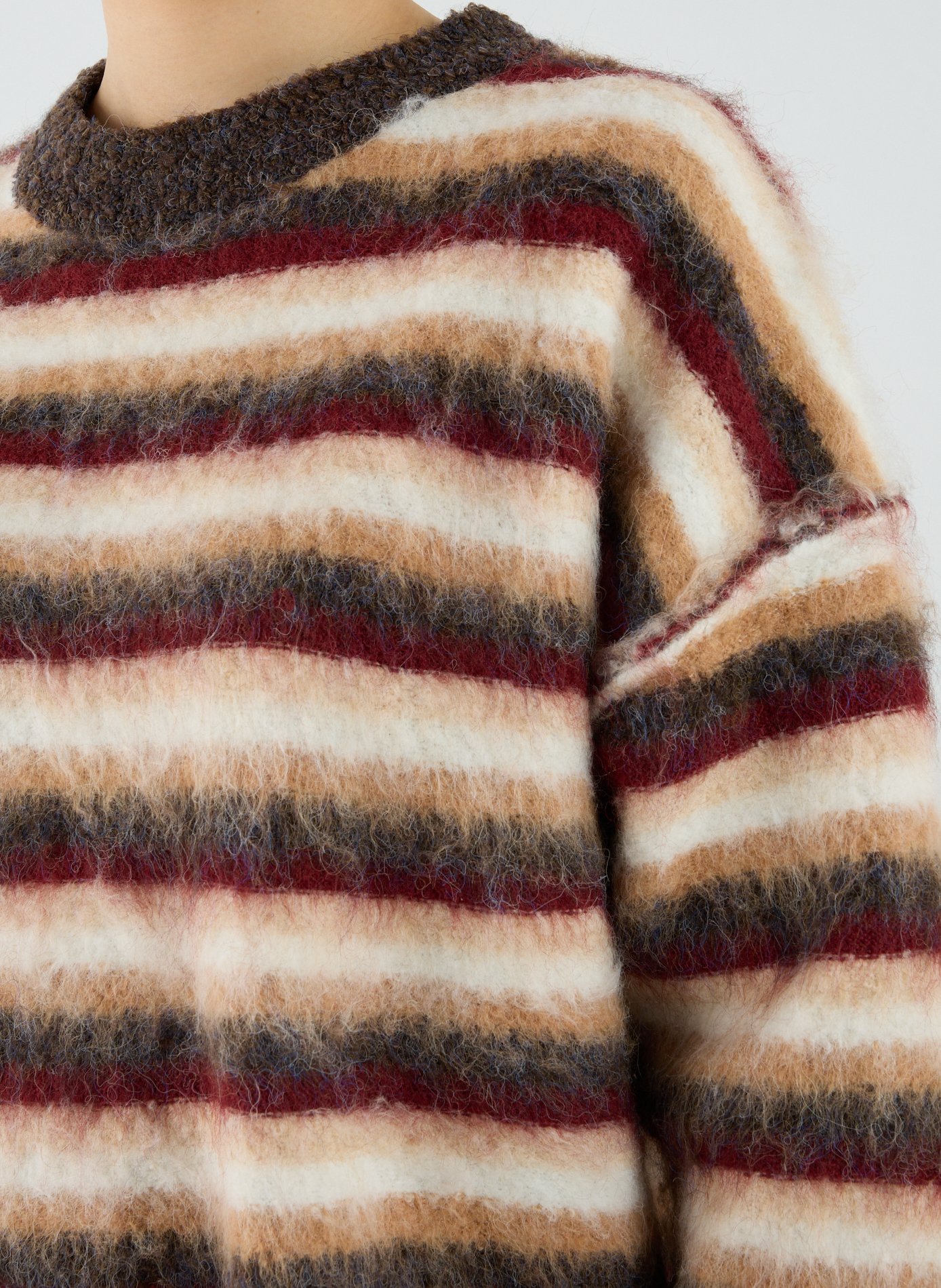 Pull col rond à rayures TOPSHOP Rouge