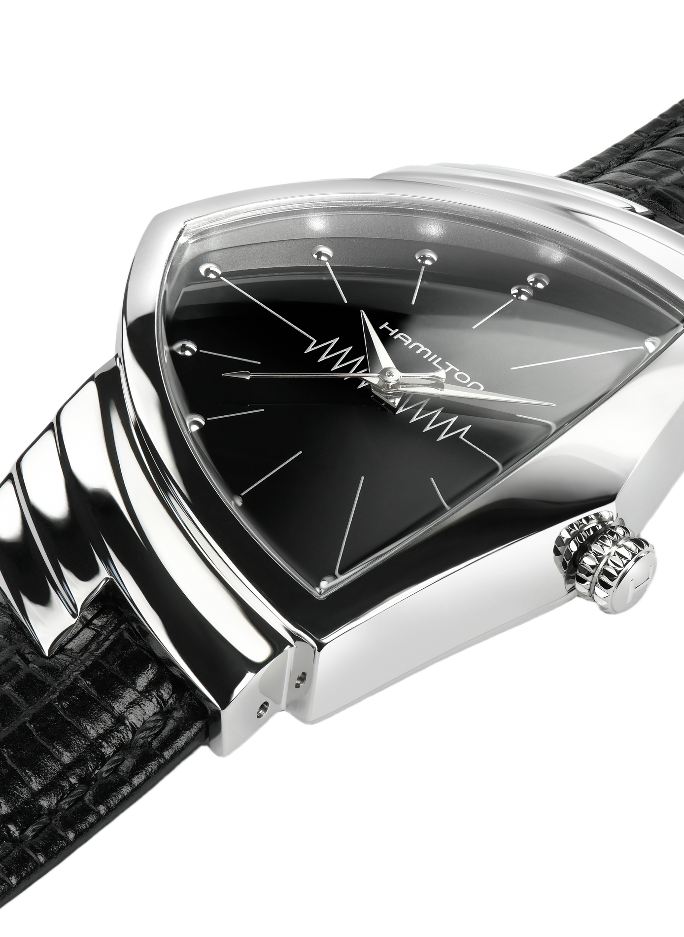 Montre à quartz en cuir et acier inoxydable HAMILTON Noir