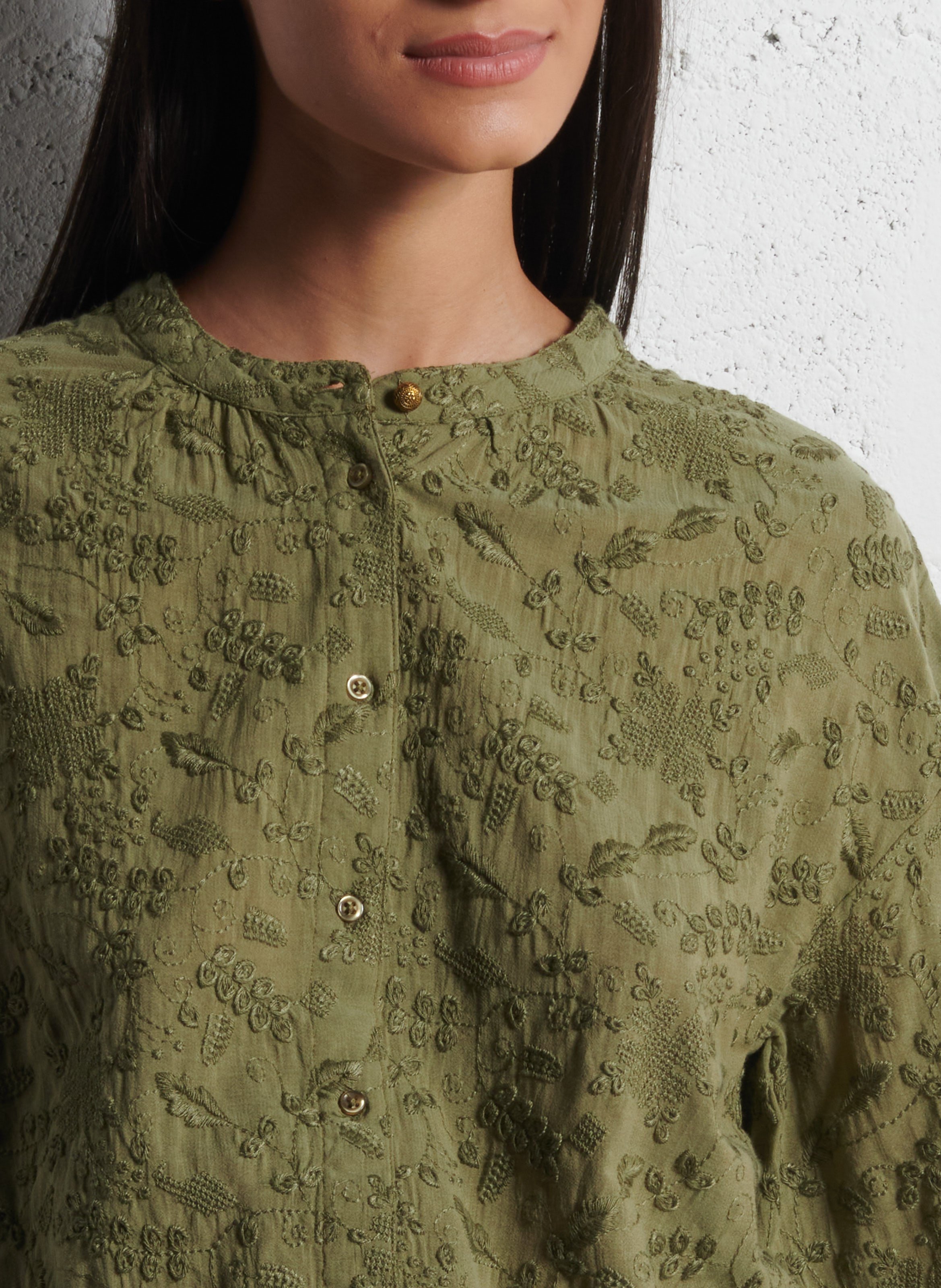 Chemise ample col mao siena MAISON 123 Kaki