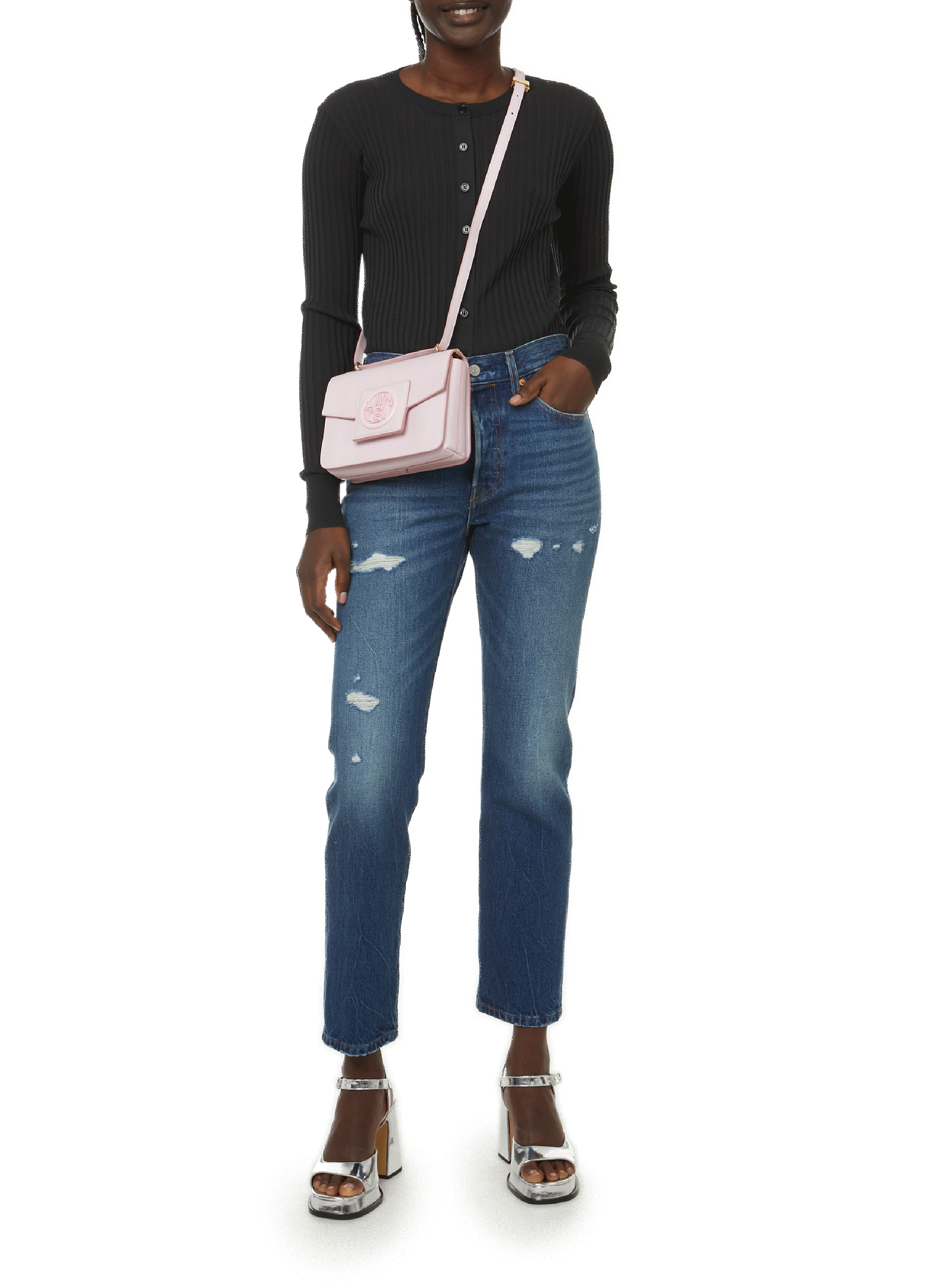 Cardigan côtelé en coton CRUSH COLLECTION Gris