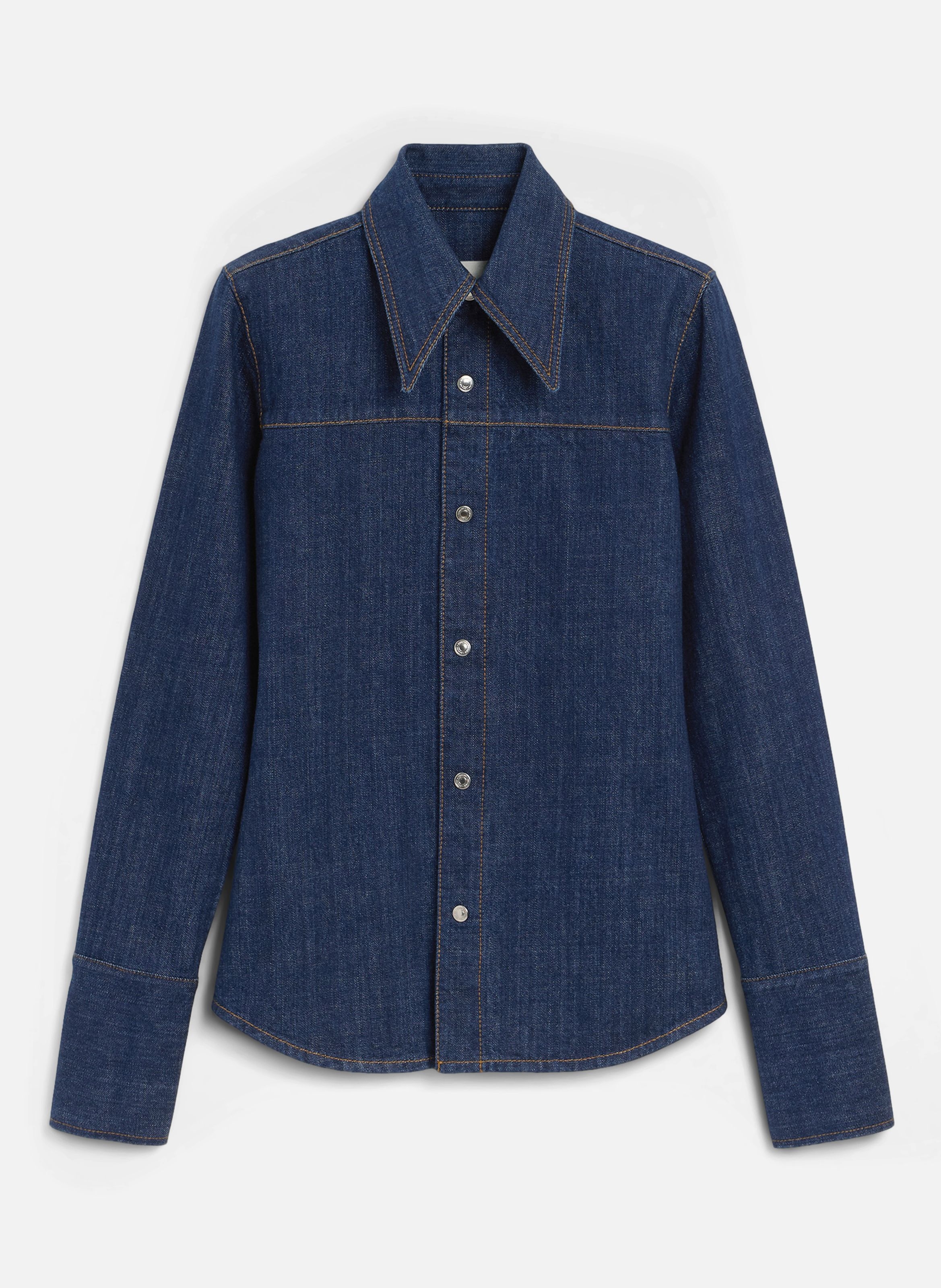 Chemise avec col en pointe en coton AMI PARIS Bleu