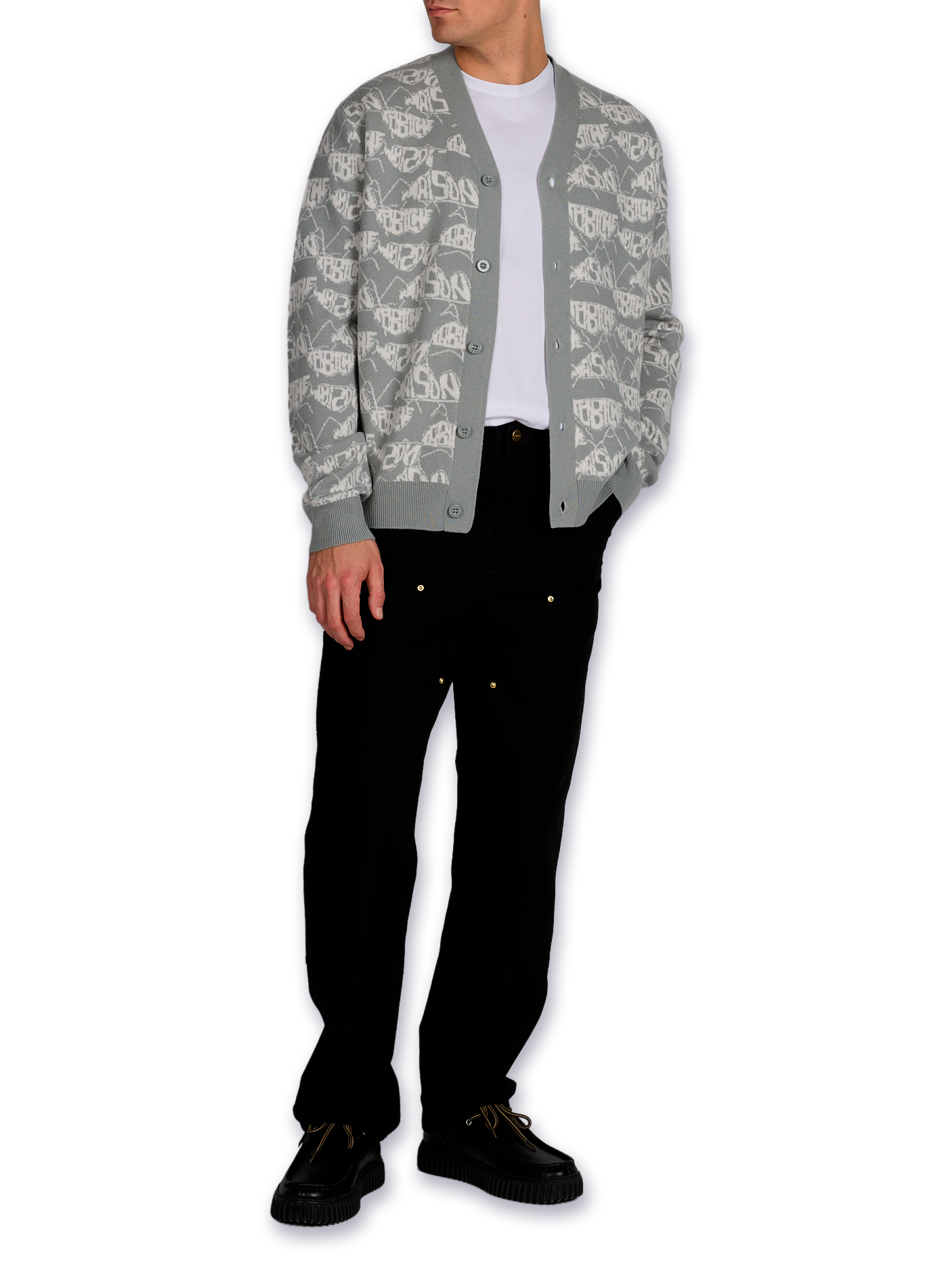 Cardigan logotypé en laine MAISON LABICHE Gris