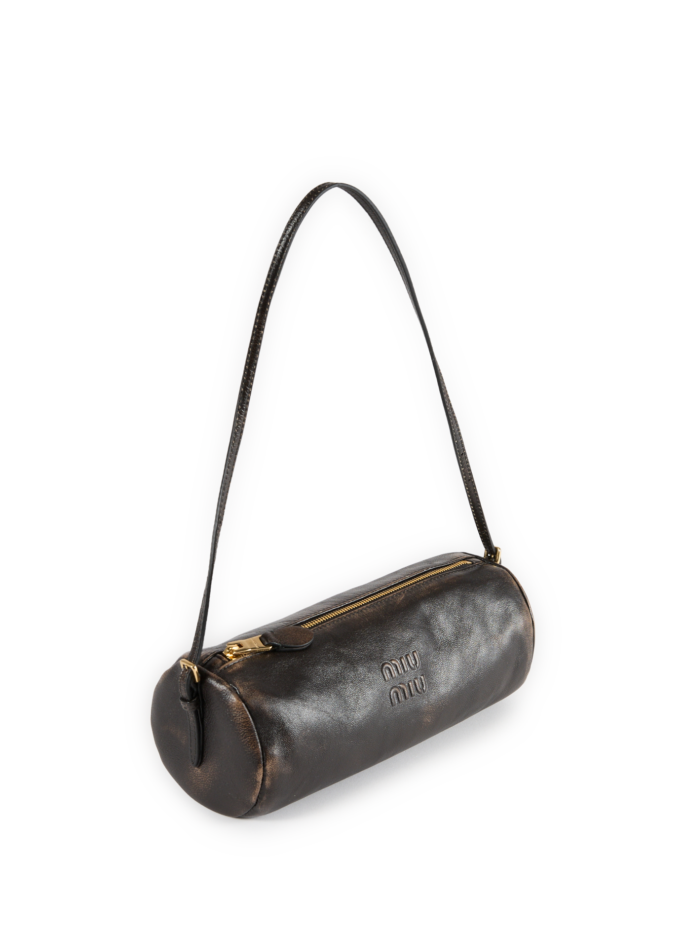 Sac forme trousse en cuir MIU MIU Marron