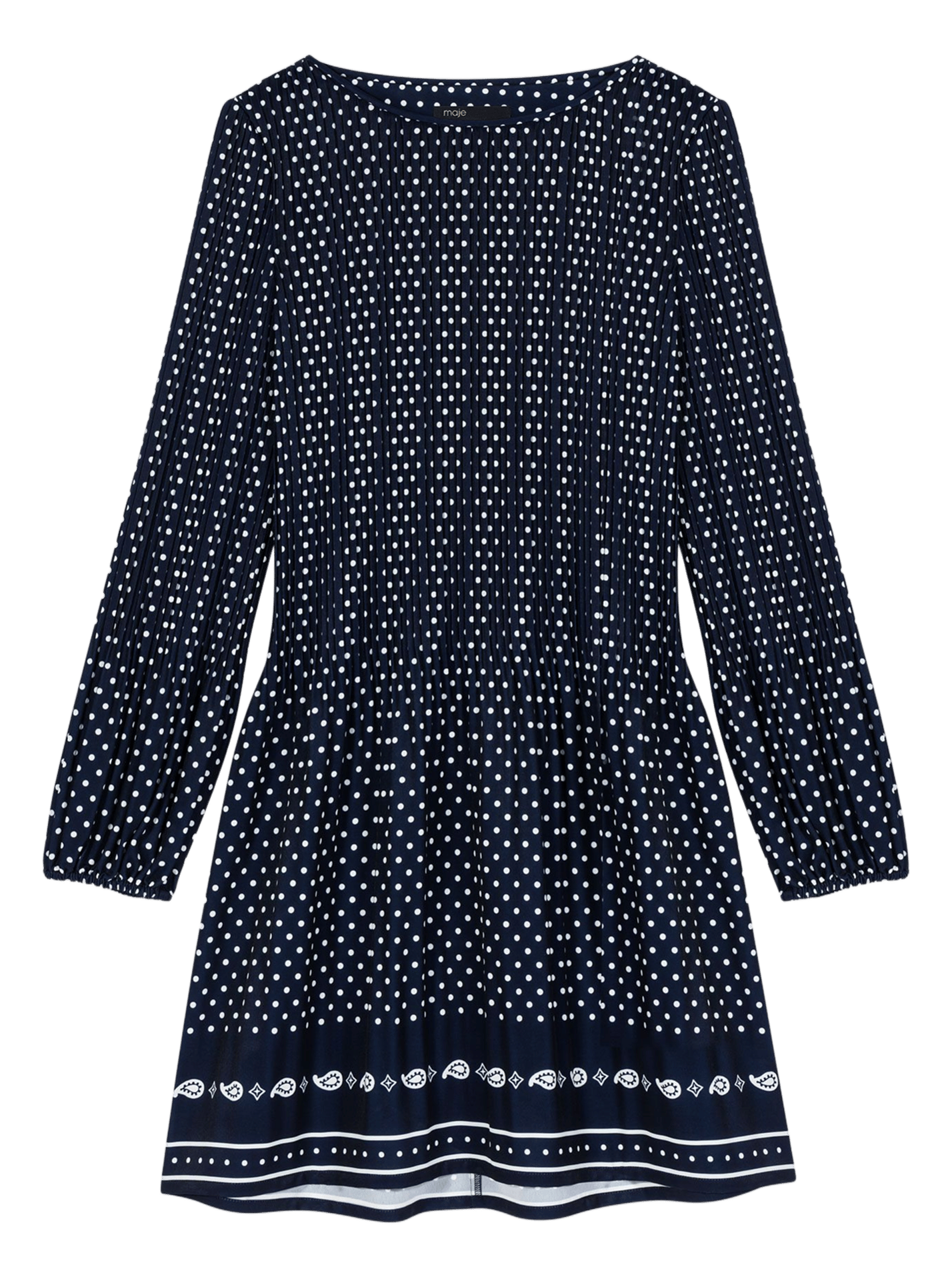Robe courte col bateau à pois MAJE Bleu