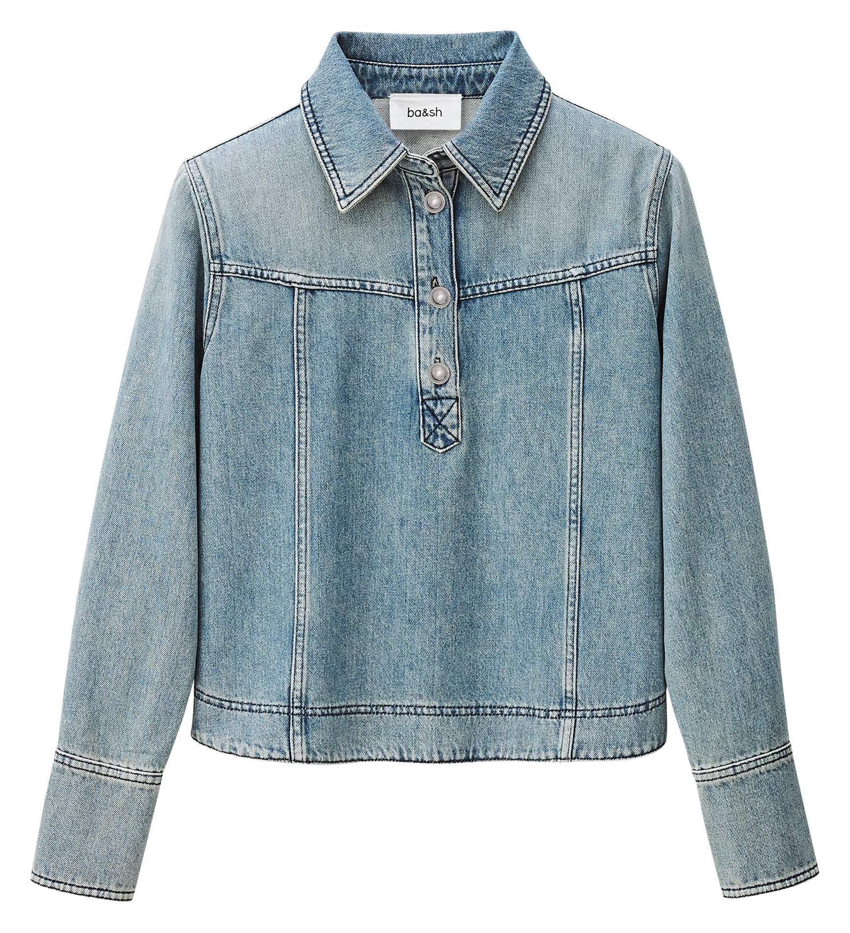 Top droit col classique en coton tavy BA&SH Bleu