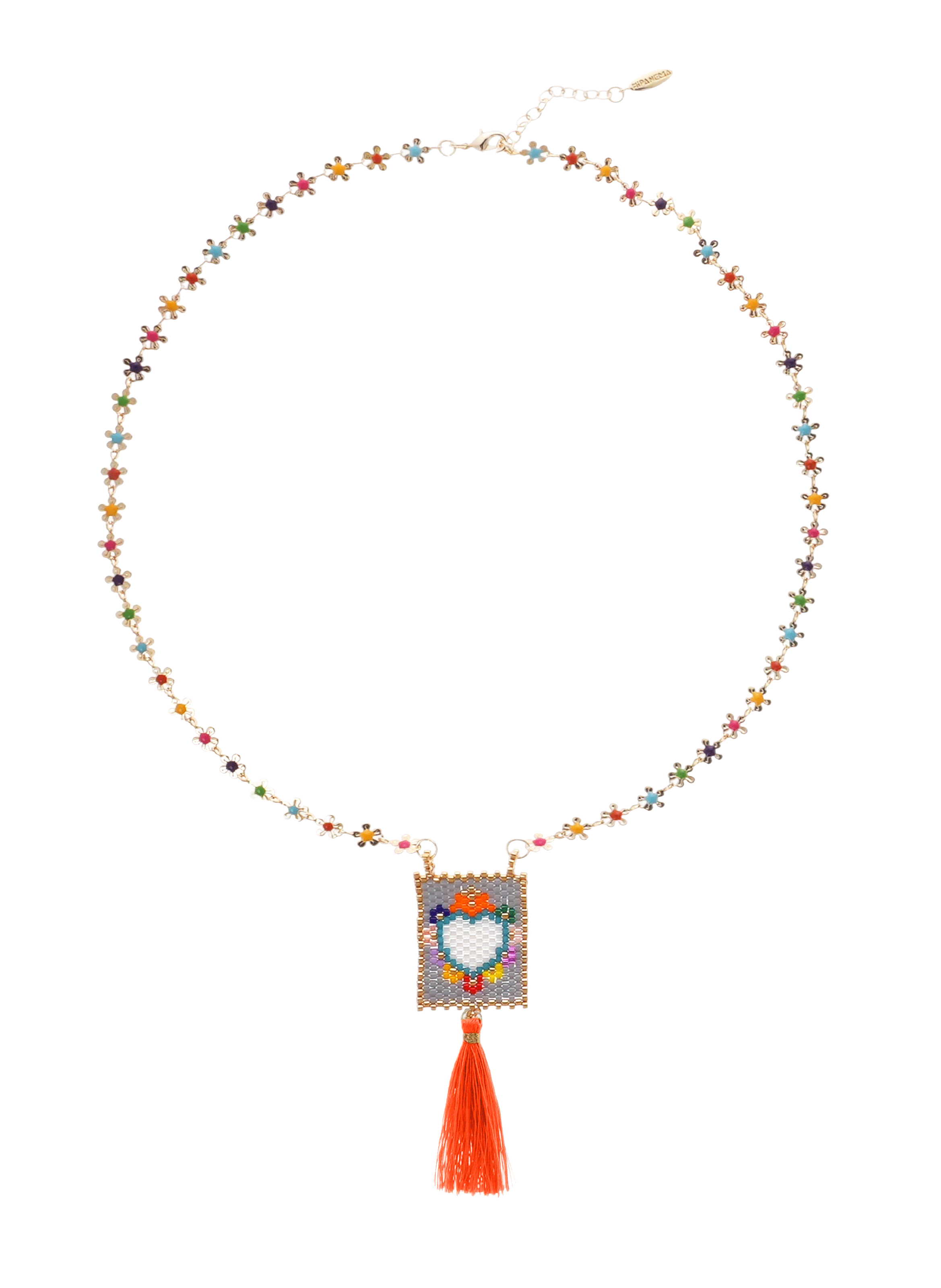 Collier sautoir avec pendentif en perles et pompon bonito HIPANEMA Orange