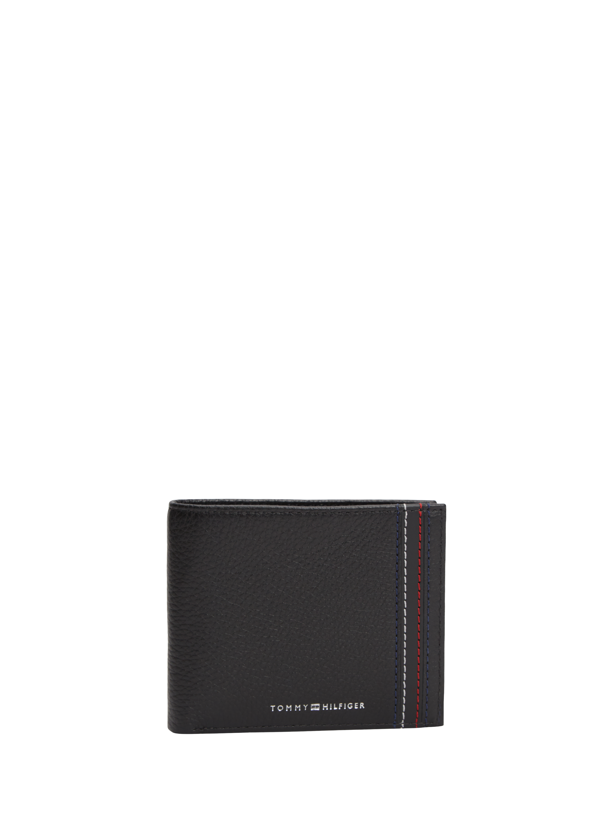Grained leather card holder  Black